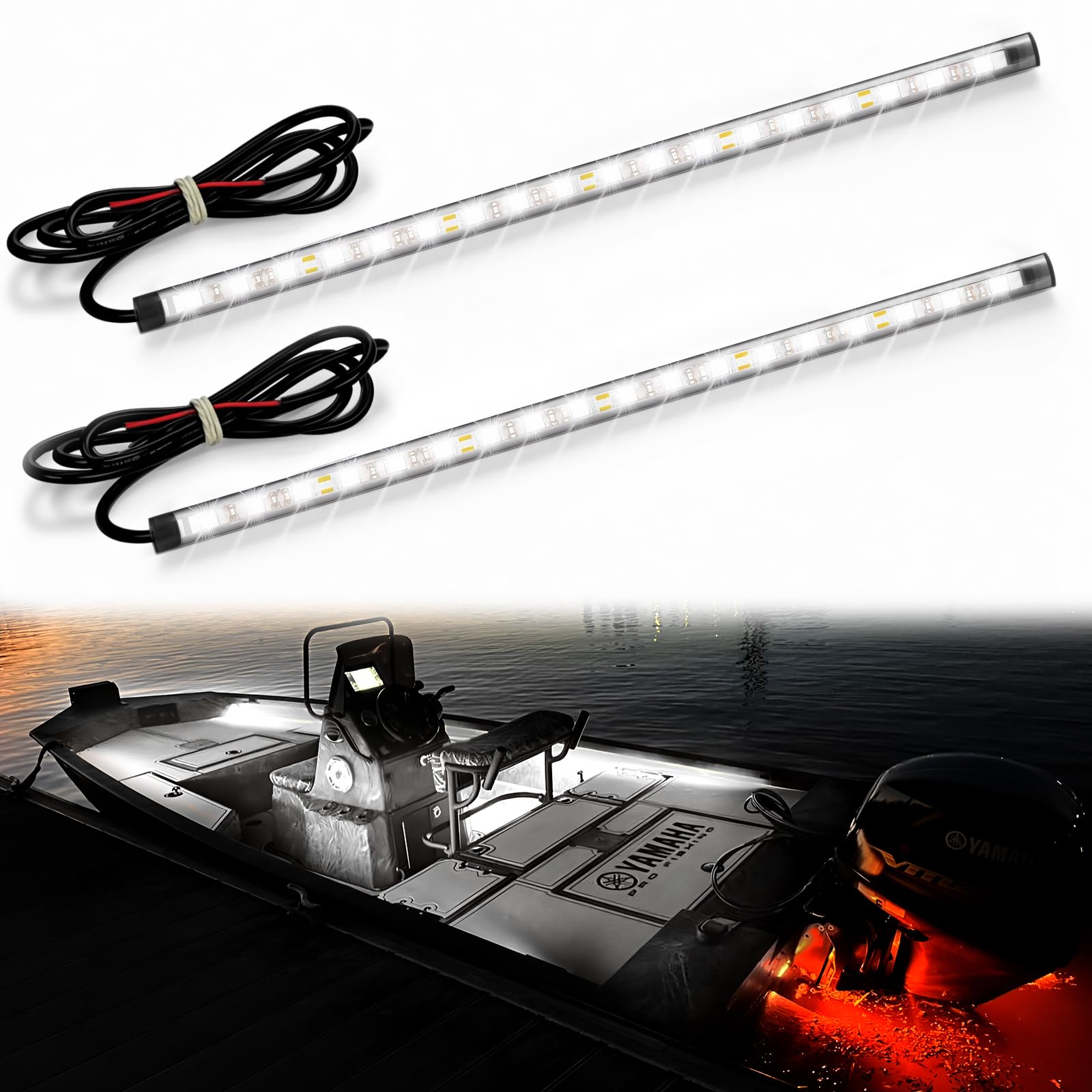 Seaperk Boat LED Navigation Light, IP67 Waterproof, Adhesive/Screws Install, 2Pcs White, Model Sea-Deck-W-2