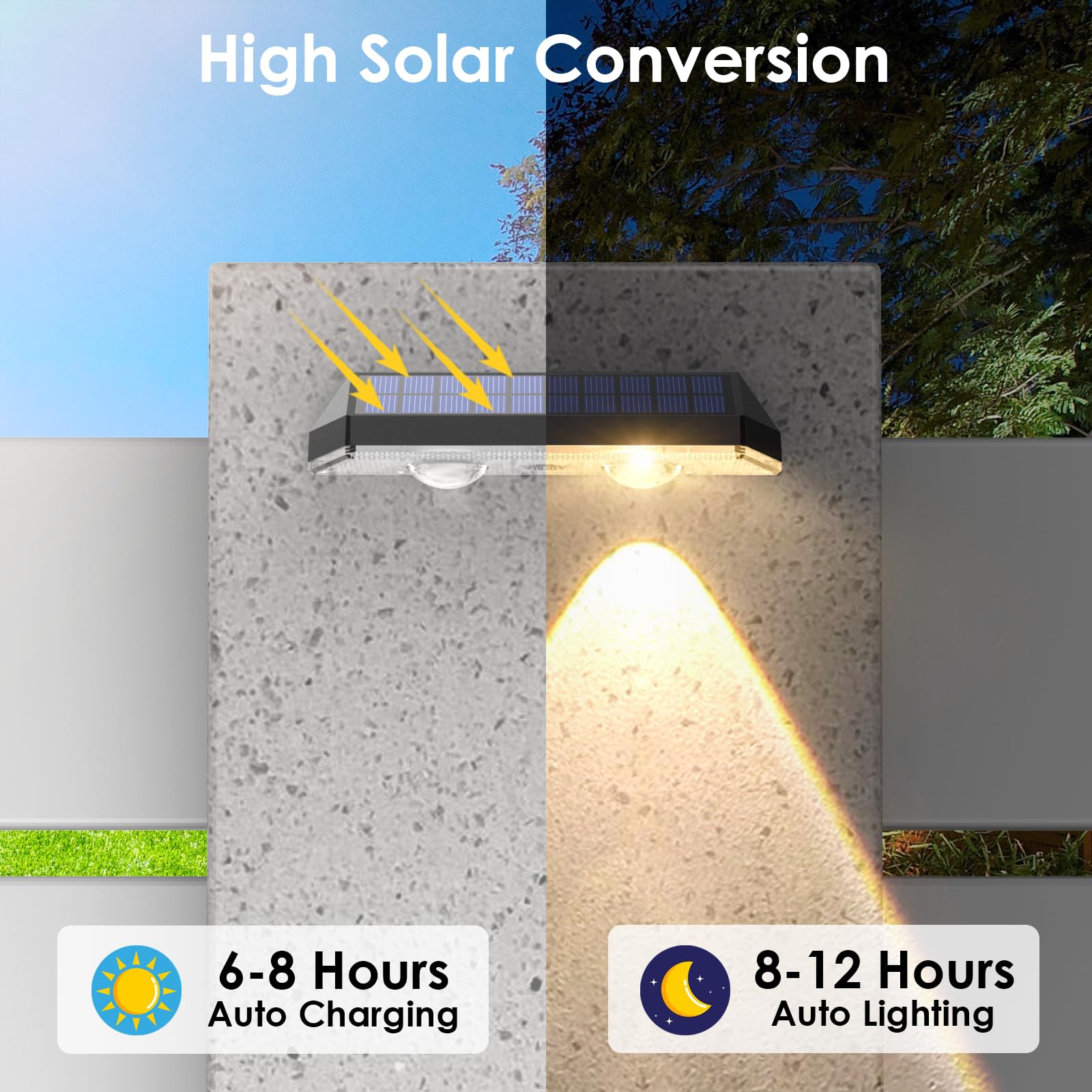 Solar Fence Lights Outdoor - 2700/4000/6000K 3 Mode, Ip65 Waterproof Fence Solar Lights Outdoor, Fence Light Solar Powered For O
