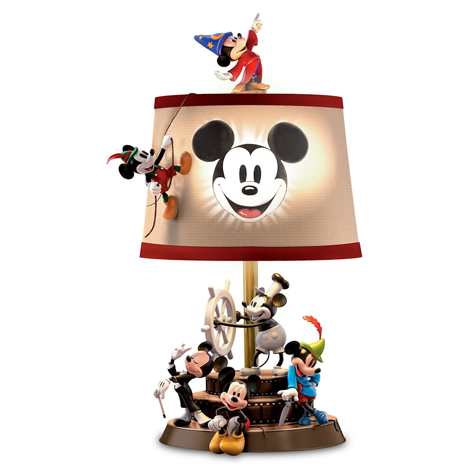 The Bradford Exchange Disney Mickey Mouse Table Lamp, Sculptural Design, Red, Model 126397001, Cast Iron & Metal