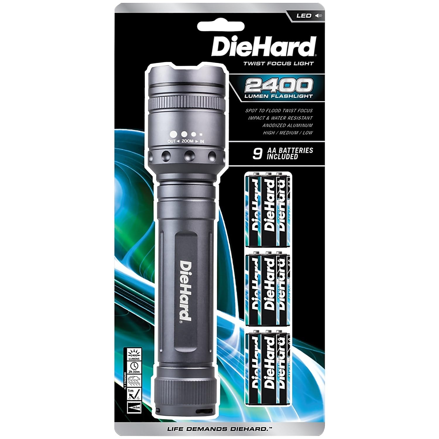 Diehard 2,400 Lumen Precision Focus Flashlight, 41-6124, Grey