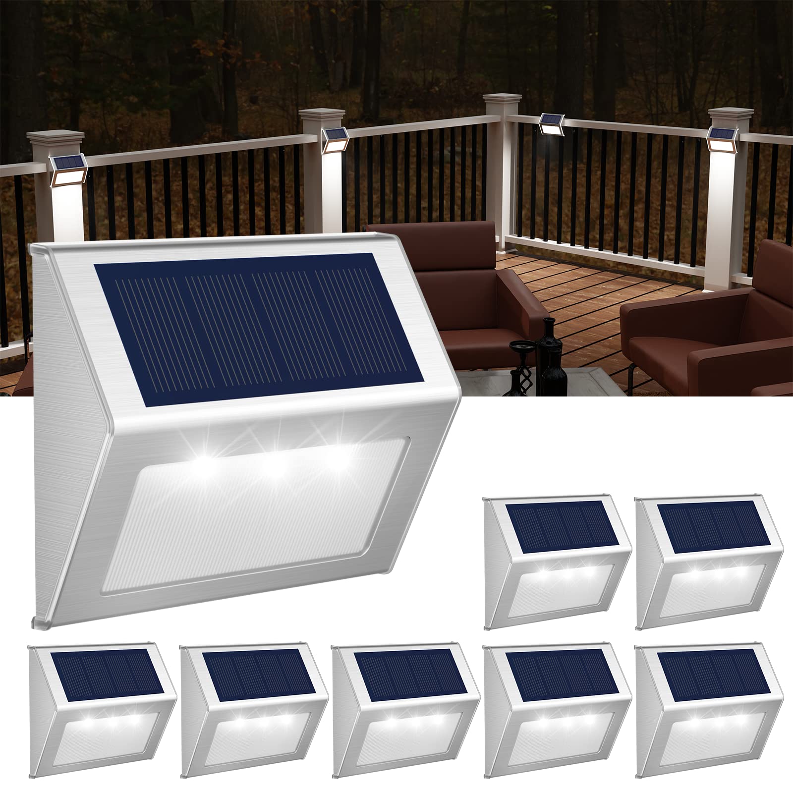 JSOT Solar Lights Outdoor Decorative Waterproof LED Garden Lamp 8 Pack Cool White Model LTD