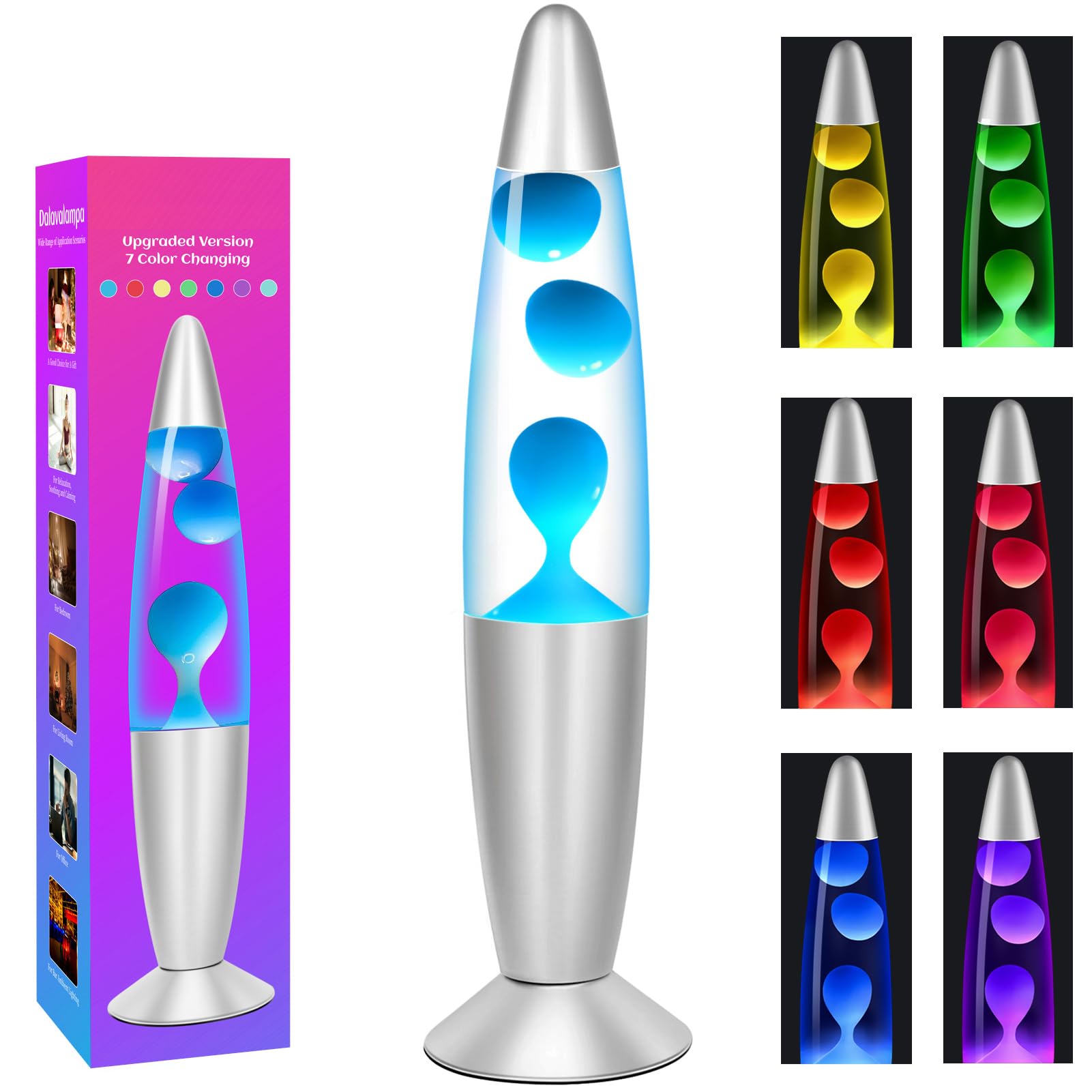 Dalavalampa LED Liquid Motion Lamp, 13-inch Color Changing Night Light, White, Small, Model 6122D-01