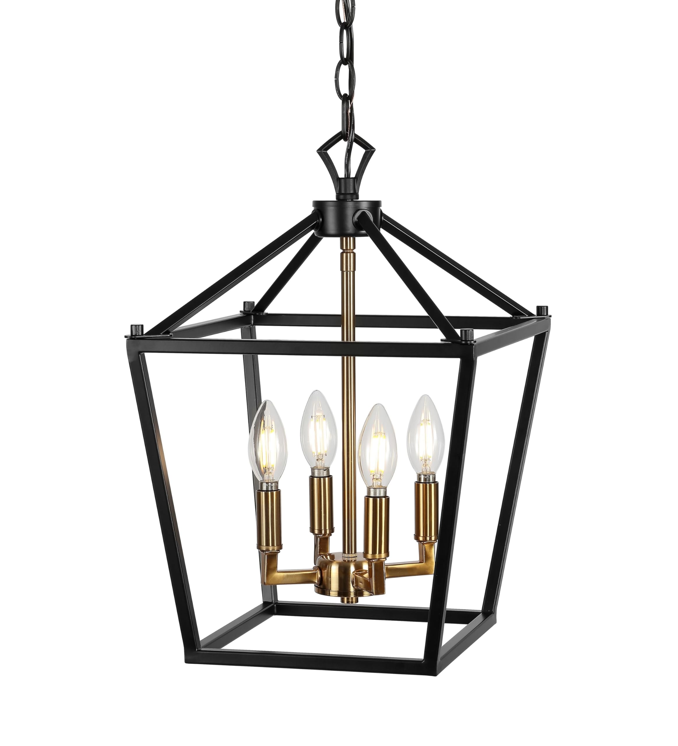 Jonathan Y Pagoda Lantern Pendant Light, Dimmable Metal Fixture, 12 Oil Rubbed Bronze/Brass Gold, Model Jyl7436D