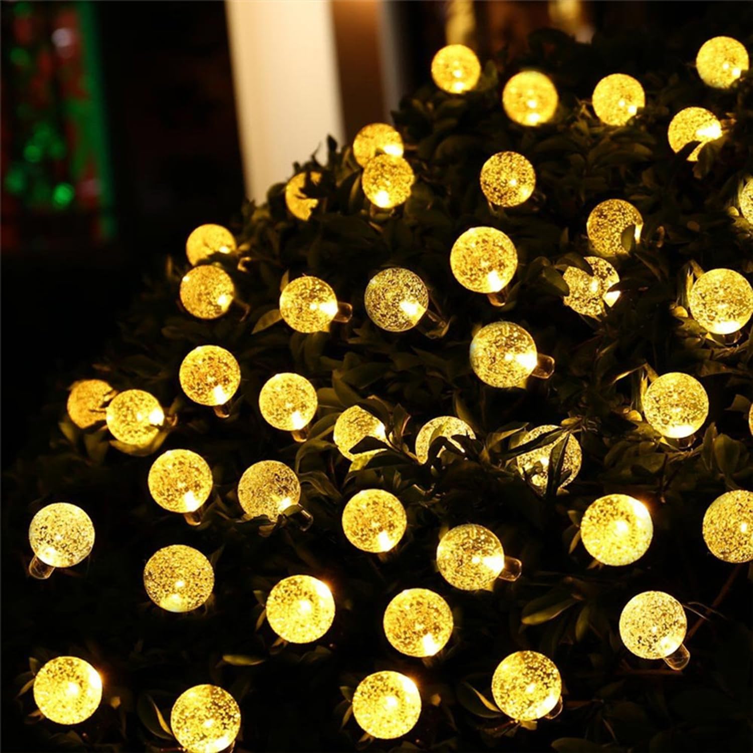 Jedavai Solar String Lights 200 LED 80FT Warm White Crystal Globe 2 Pack Waterproof Outdoor Lighting for Garden Wedding Party