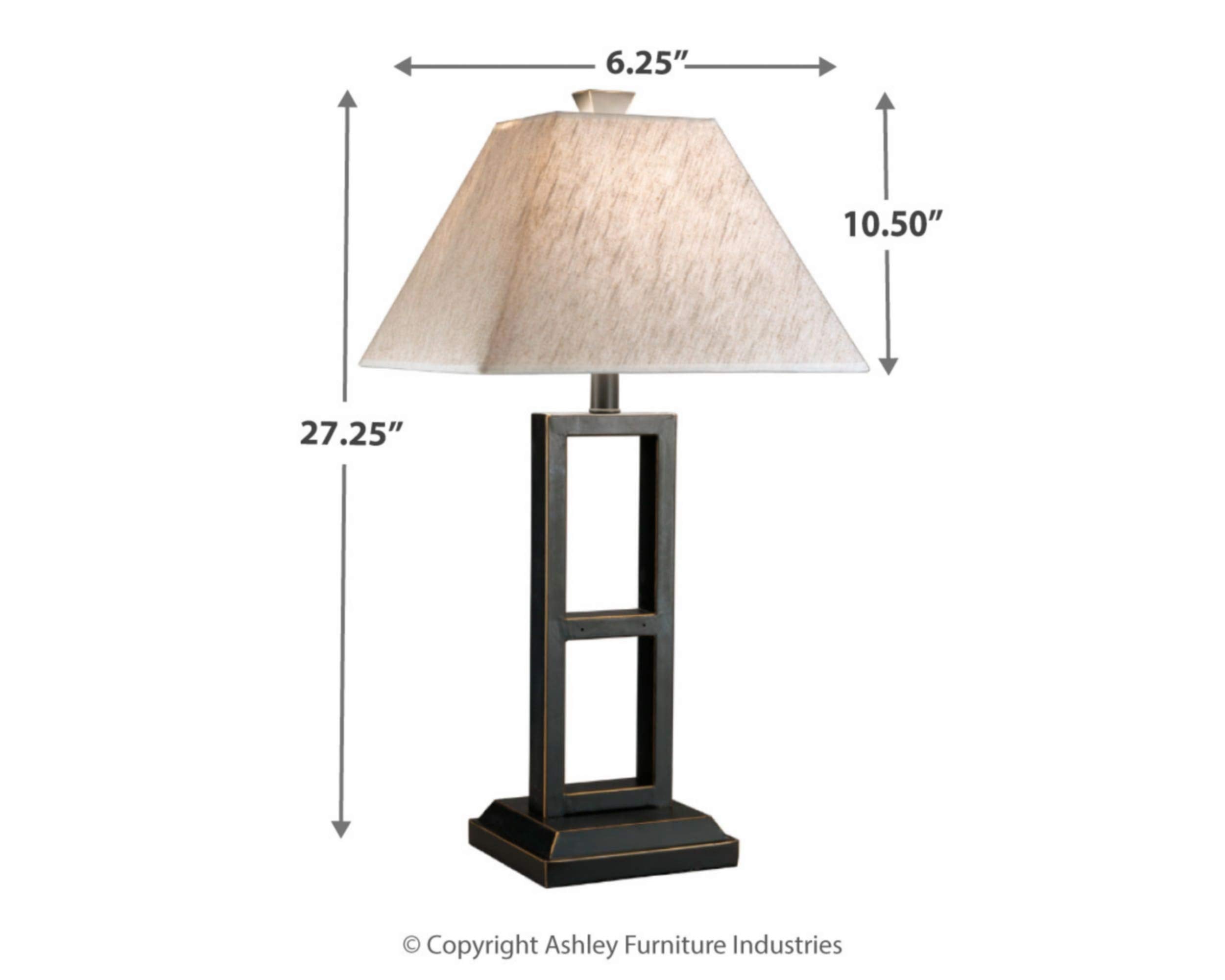 Signature Design By Ashley Deidra Set Of 2 Metal Table Lamps, 27.75, Black Finish, Modern Design, Model L318924