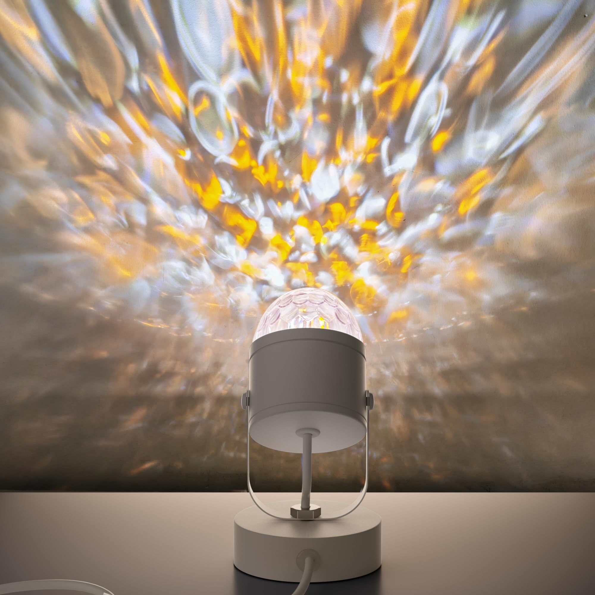 Joyzy Plug-In Dynamic Ocean Wave Table Lamp Water Ripple Night Light Projector For Room Party Decoration, Color Changing Ambient