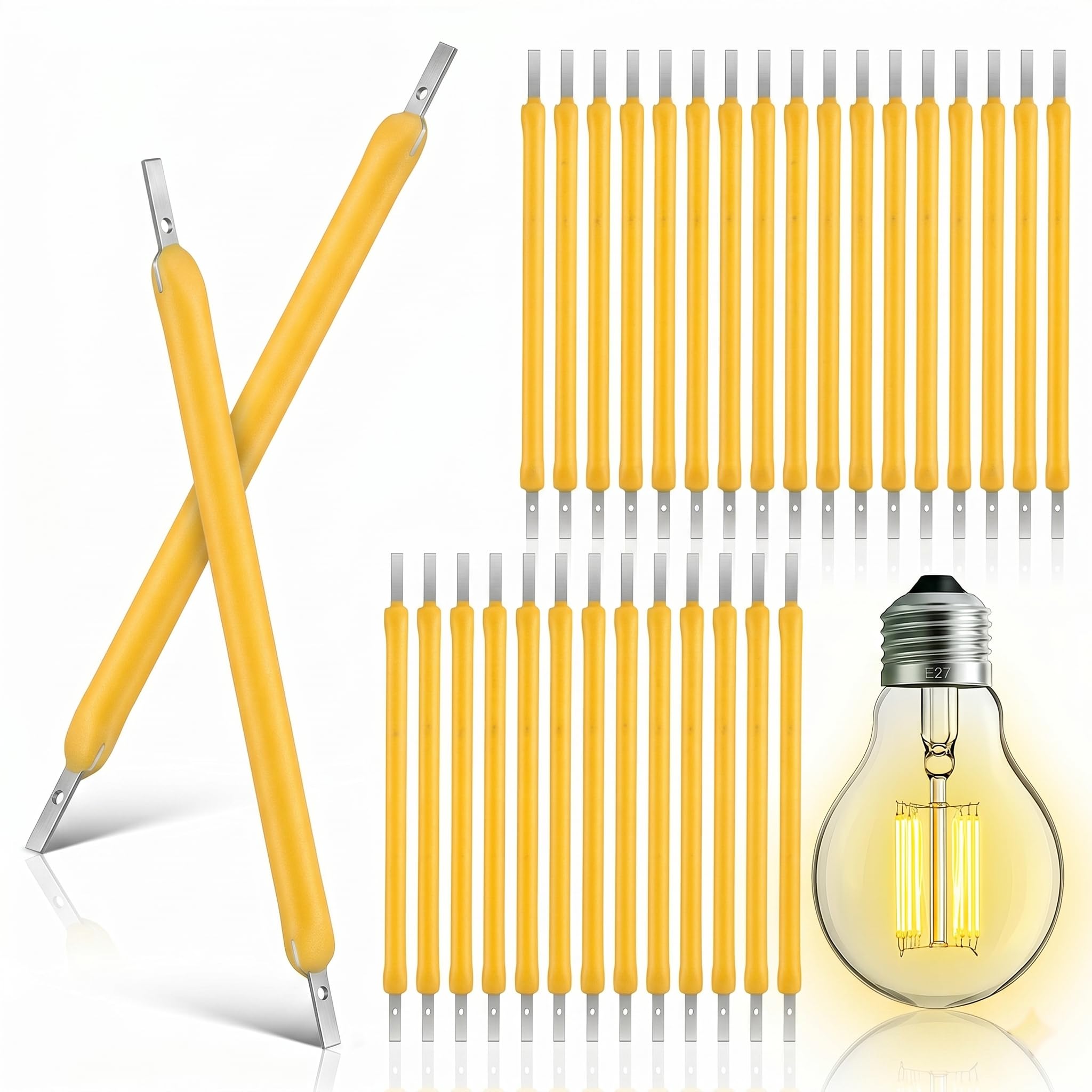balacoo Led Filament Parts Warm White Hard Filament Lamp Replacement for Light Fixtures 1.57X0.07In Energy Efficient Led Bulb Ac