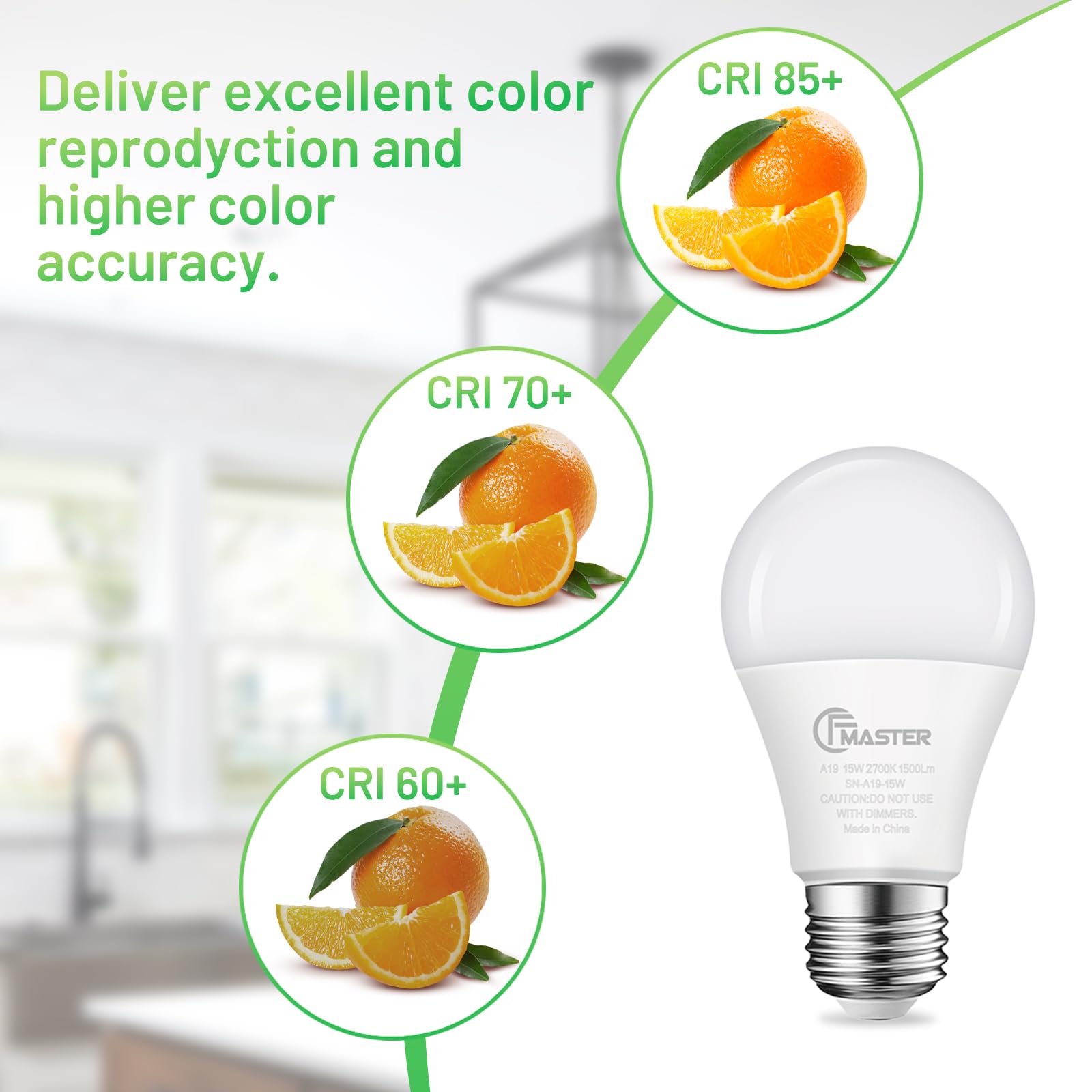Jiangsiling A19 Led Light Bulb, 100W Equivalent Light Bulbs, 15W 2700K Warm White, 1500 Lumens, Non-Dimmable Led Bulb, E26 Stand