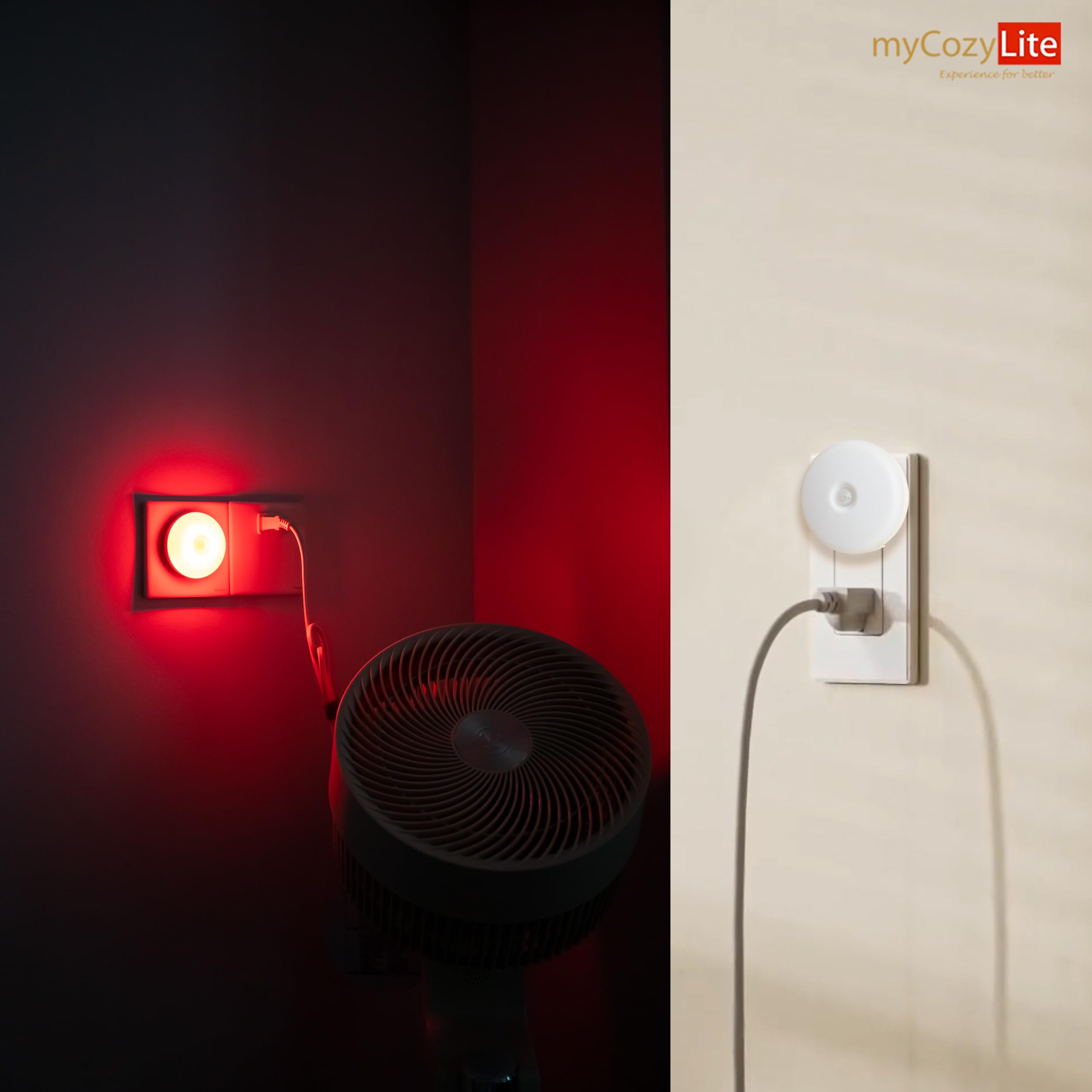 Mycozylite Motion Sensor Led Night Light, Red, Plug-In Nightlight For Home, Smart Movement Sensor, Led Night Lights Plug Into Wa