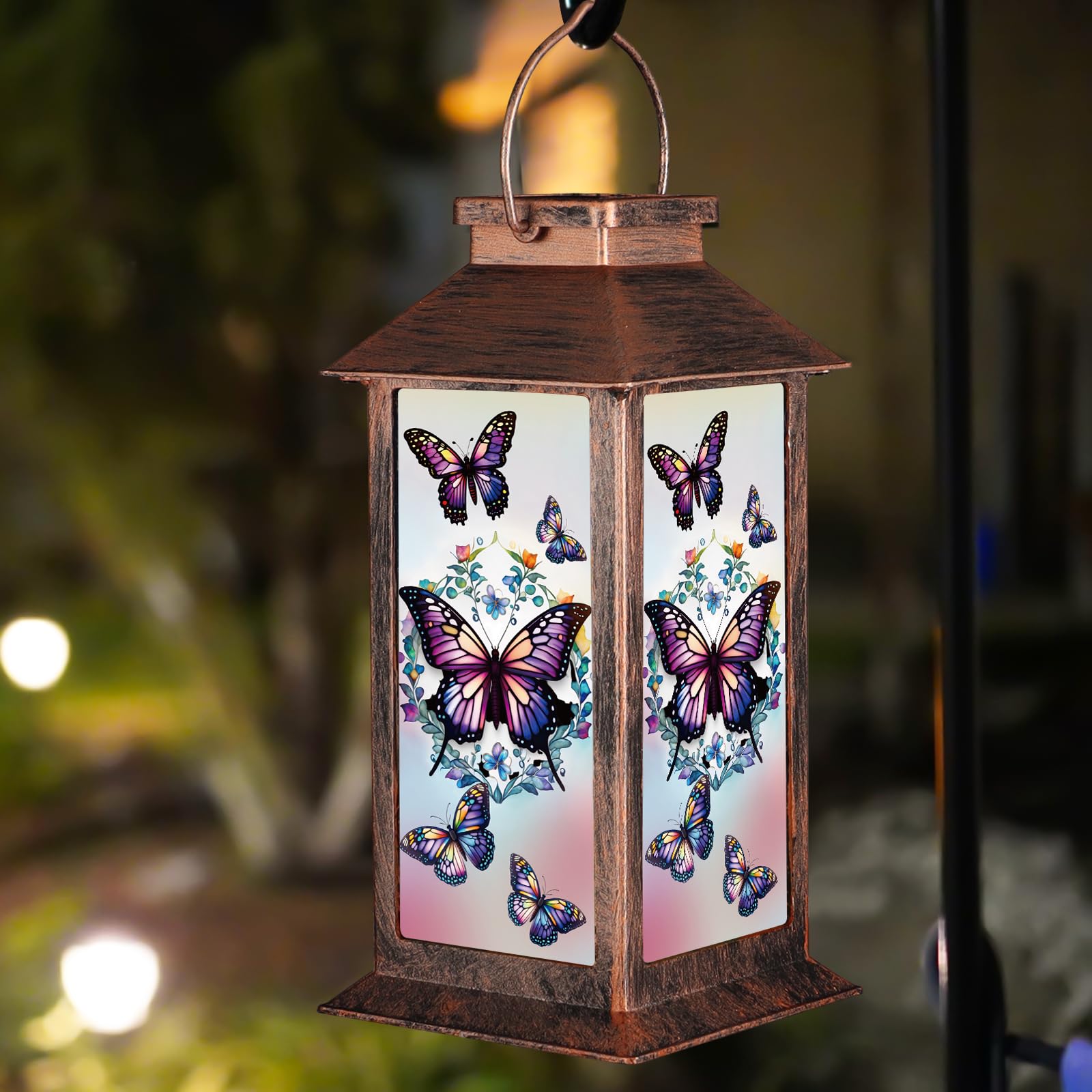Solar Lantern Outdoor Waterproof Butterfly Garden Decor Birthday Gifts for Women Mom and Grandma Solar LED Plastic Decorative Ha