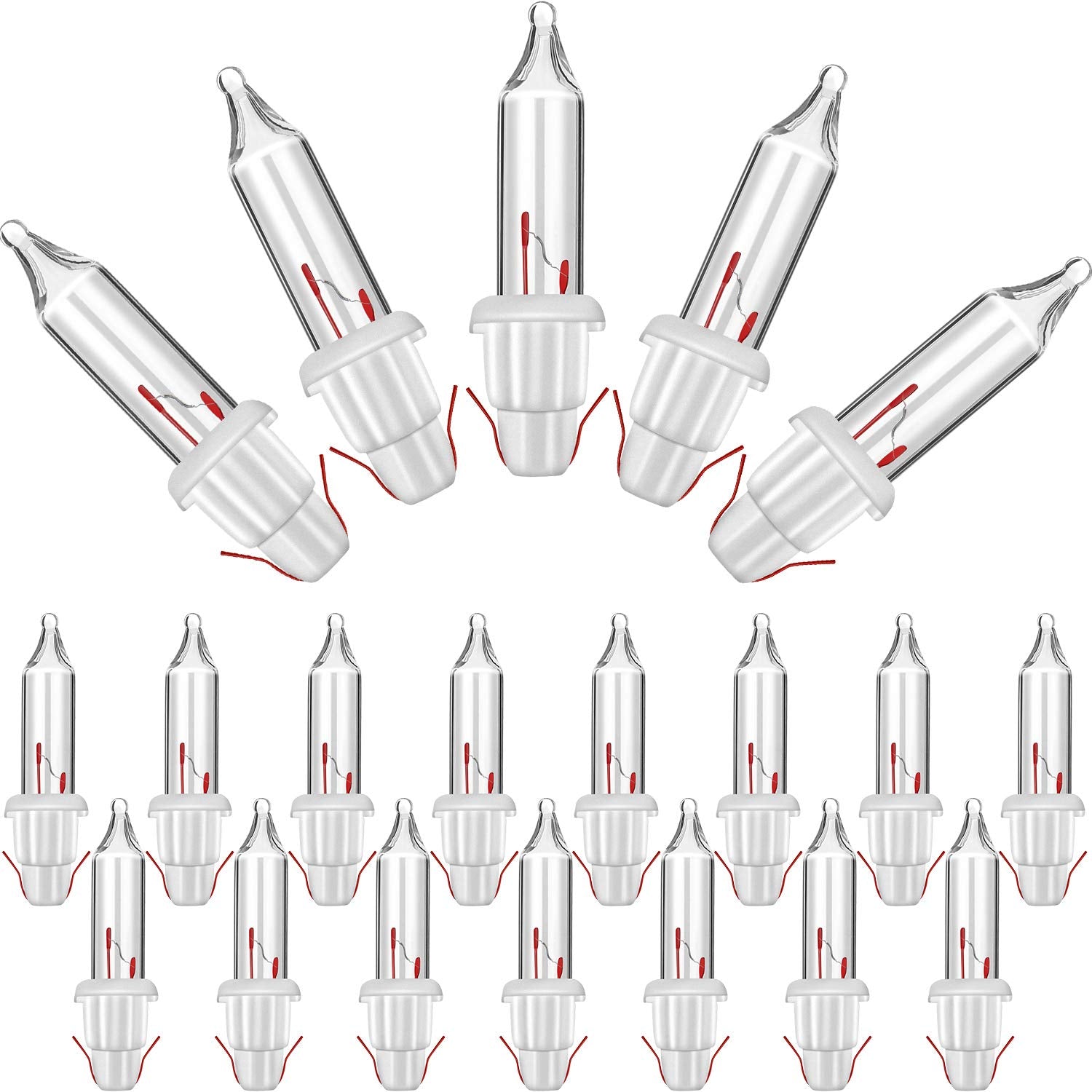 Mudder 60Count 2.5V Christmas 50/100/150/200 Count Mini Incandescent Wire String Lights Replacement Bulbs Indoor/Outdoor Christmas Lights Decor for Home Xmas Tree (White Base with Warm White Bulb)