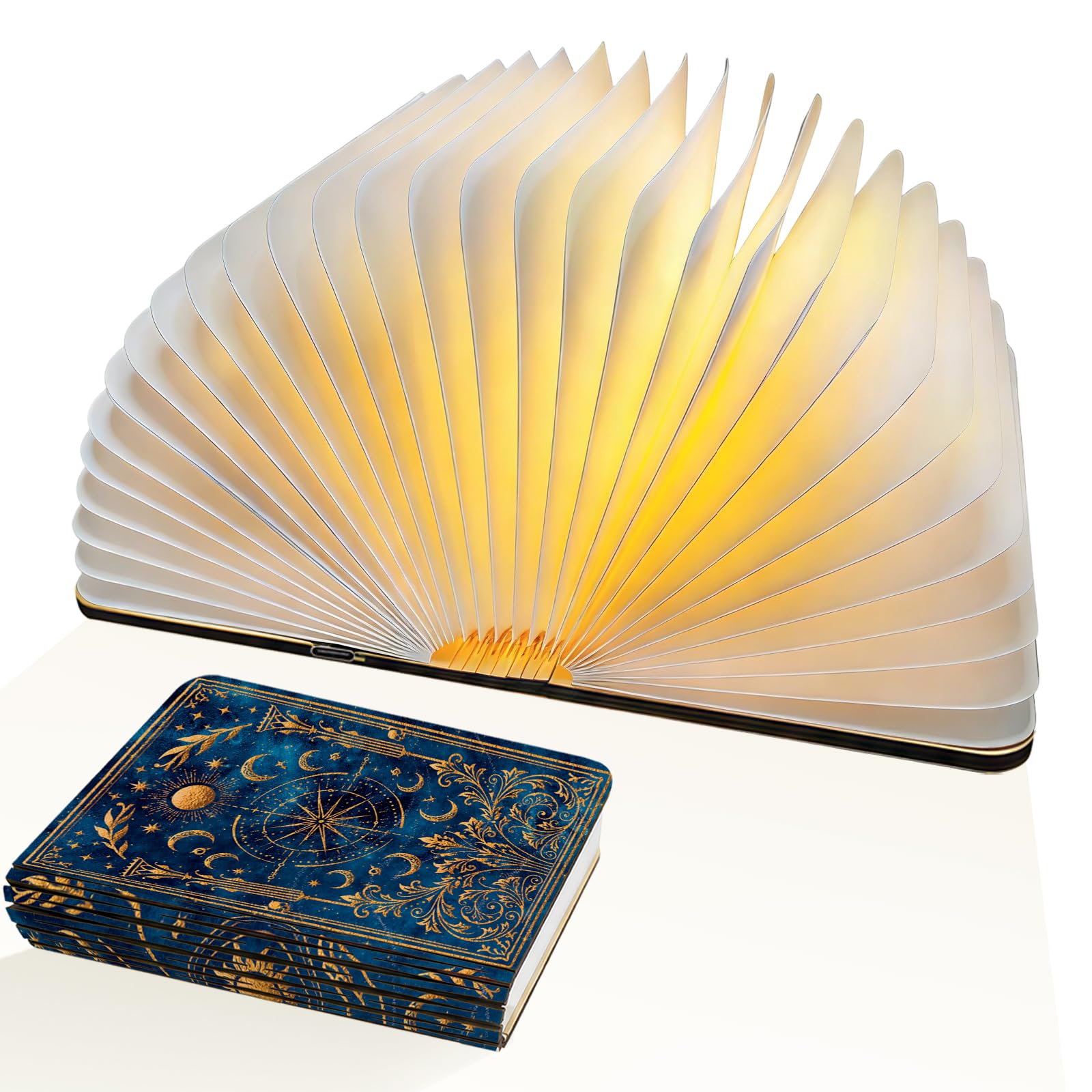 Books Lovers Gifts | Magic Truth Folding Book Light - 3 Colors Lights, Foldable Paper Desk Lights for Desk Decor & Accessories, 