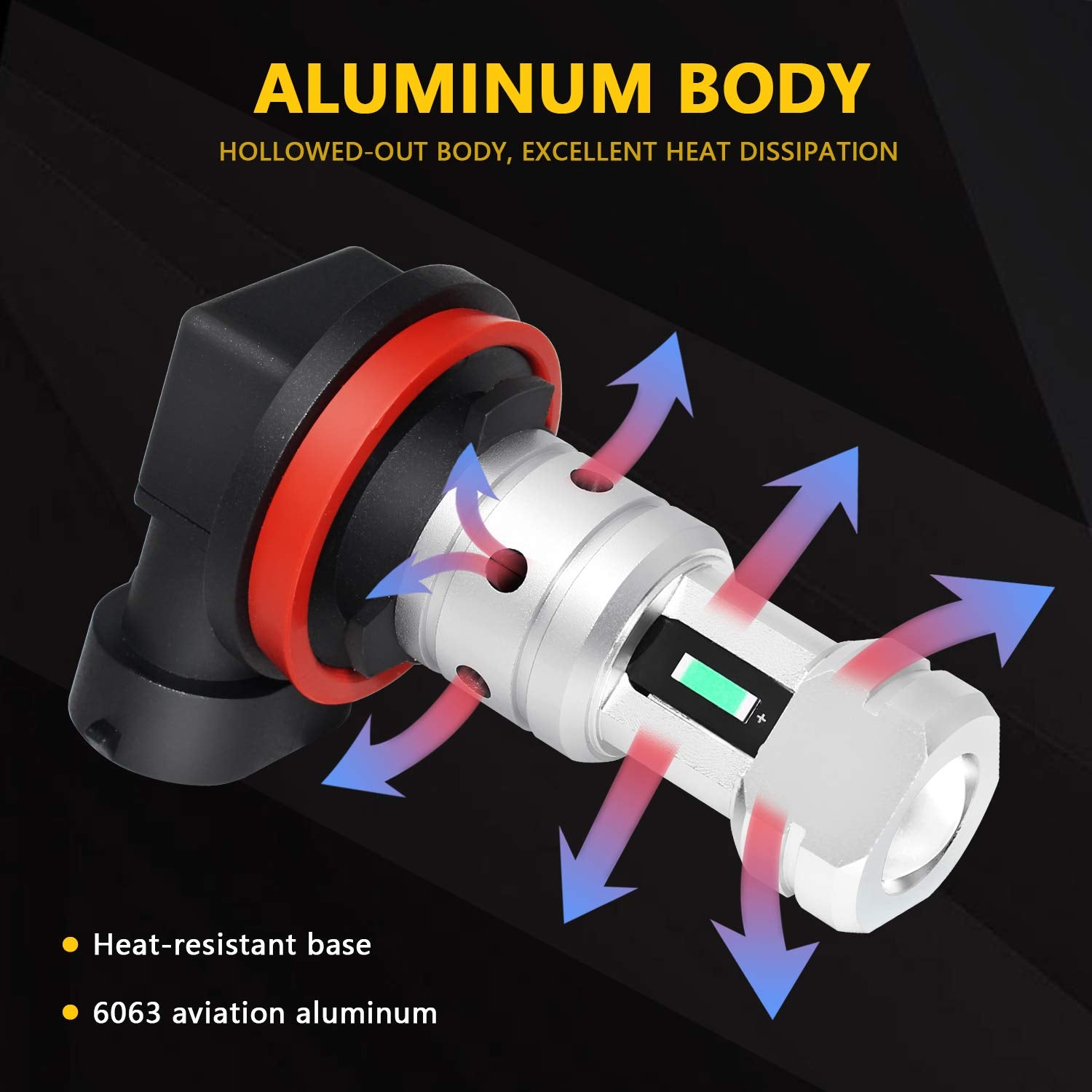 PHINLION H11 LED Fog Light Bulbs, 3800lm Super Bright, Ice Blue, Model Phinlion-H11-1860-4SMD-IB