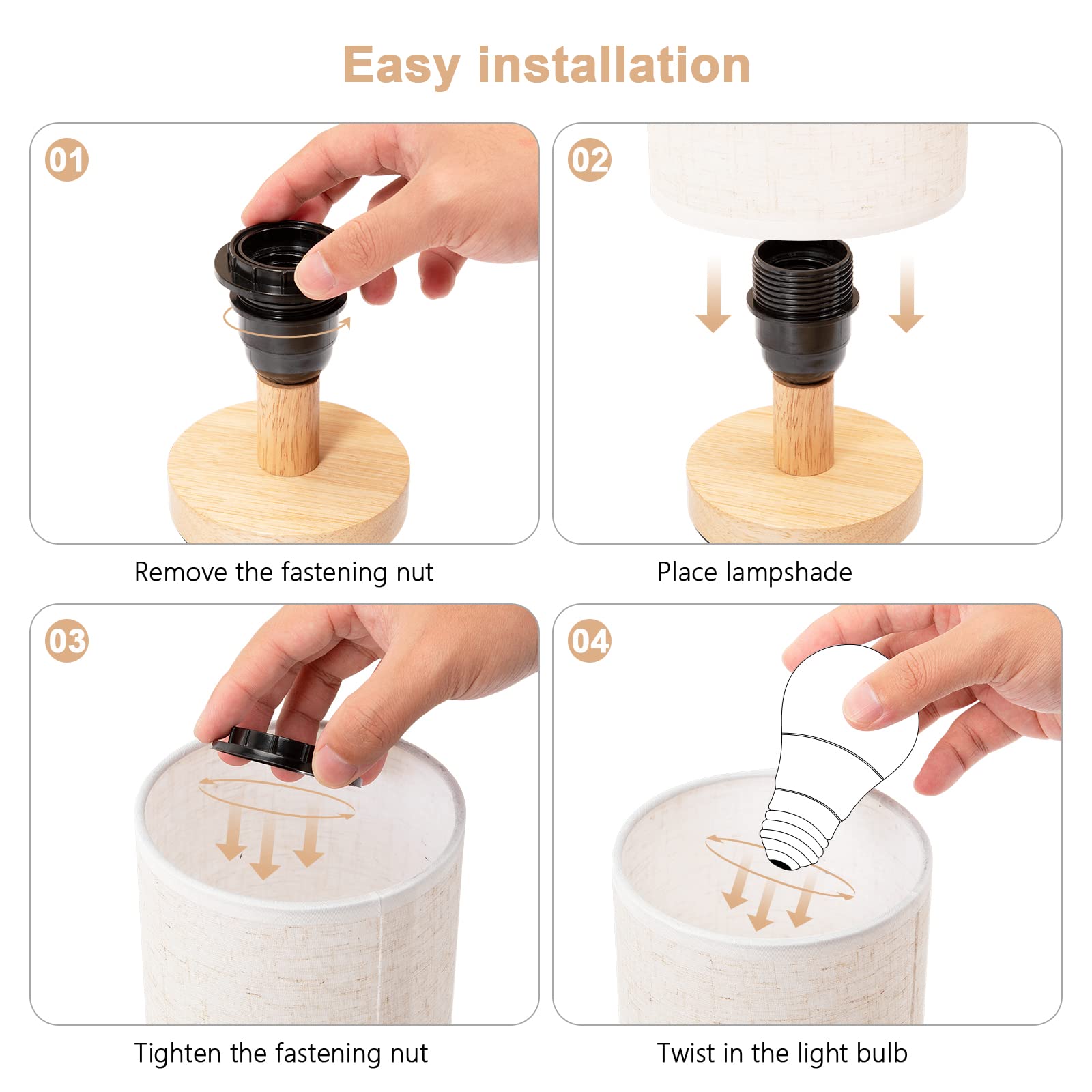 Uchenton Table Lamp For Bedroom - Small Beside Lamps For Night Stands Home Office - Minimalist Design Warm Light Mini Boho Lamp