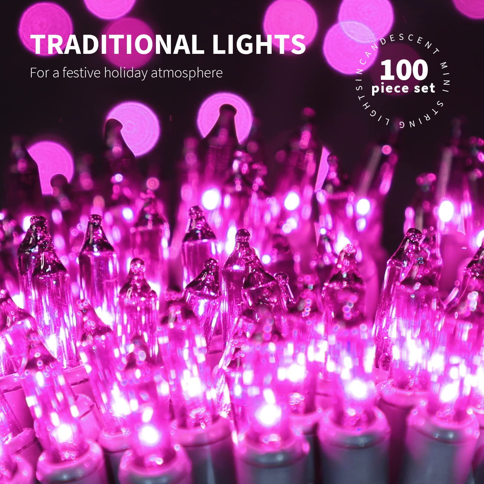 Justpro 100Lights Purple Extra-Bright With End Connectors Halloween Decorative Lights 5.98M Ul Certified Mini String Light Set Waterproof For Halloween Home Garden Christmas Tree Party Patio Wedding
