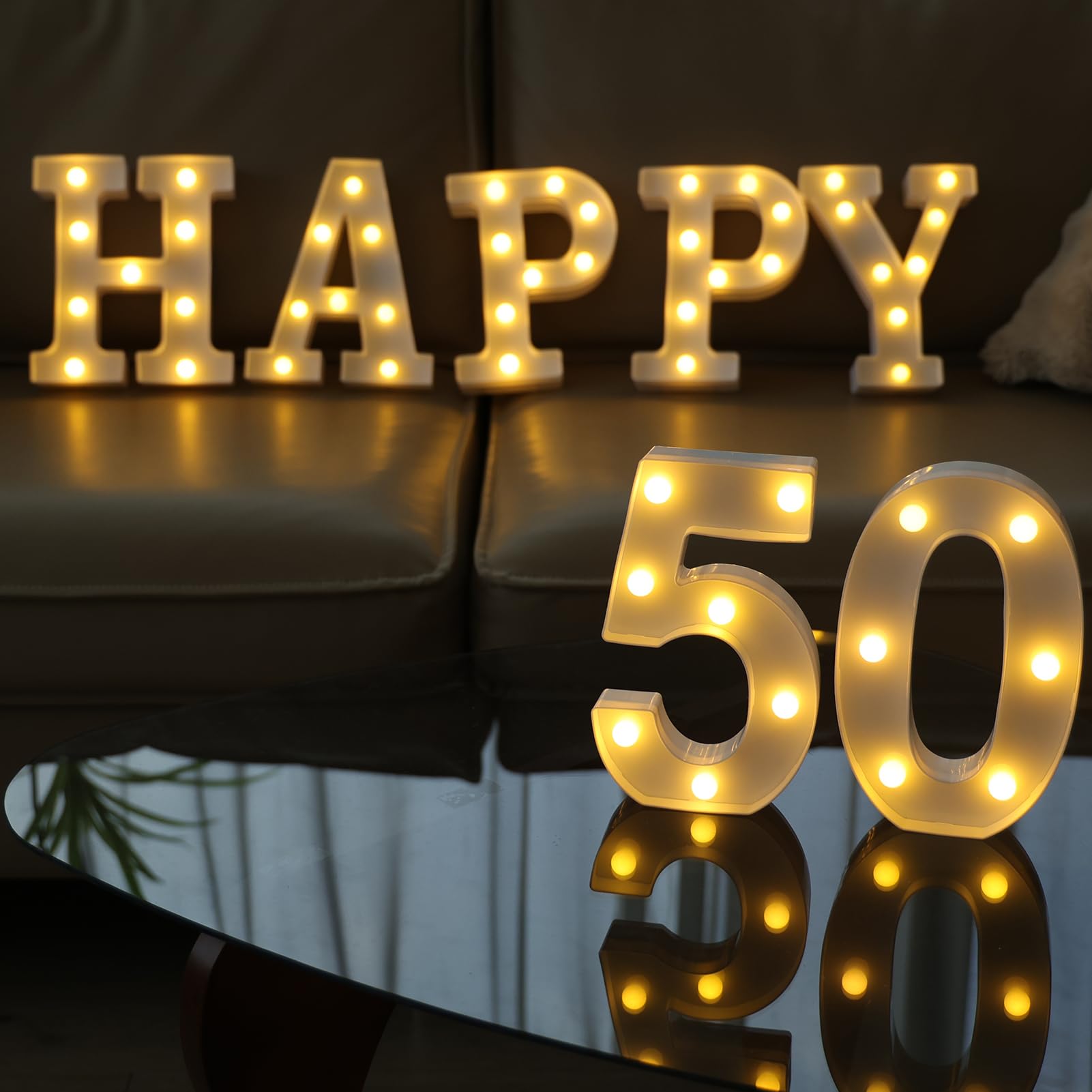 IFDGCTK Decorative LED Number Lights for 50th Birthday Party, Warm White, Model IFDGCTK