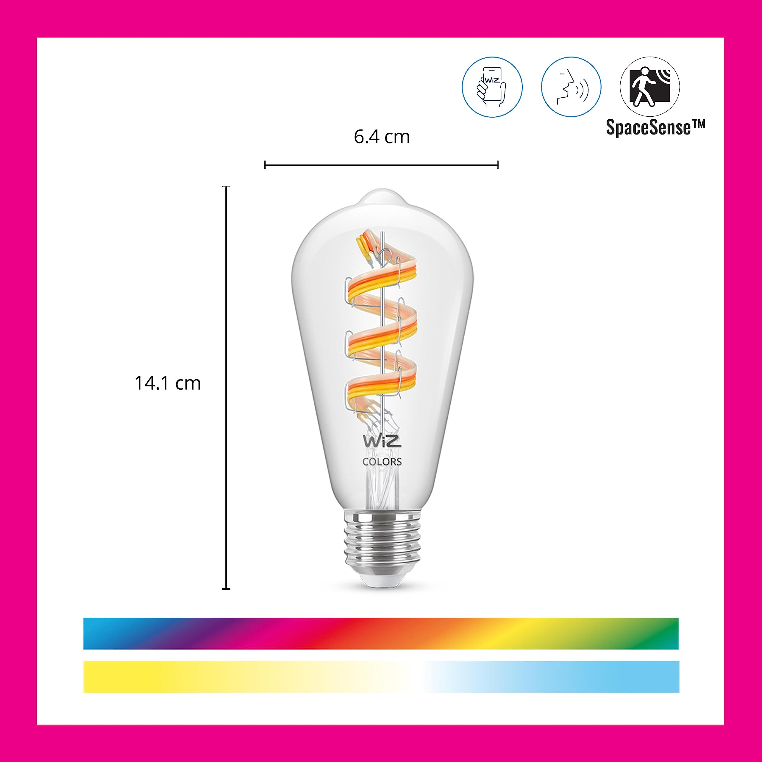 Wiz Color St19 Color Filament Led Smart Bulb - Pack Of 6-300 Lumen - E26 Indoor - Connects To Your Existing Wi-Fi - Control With