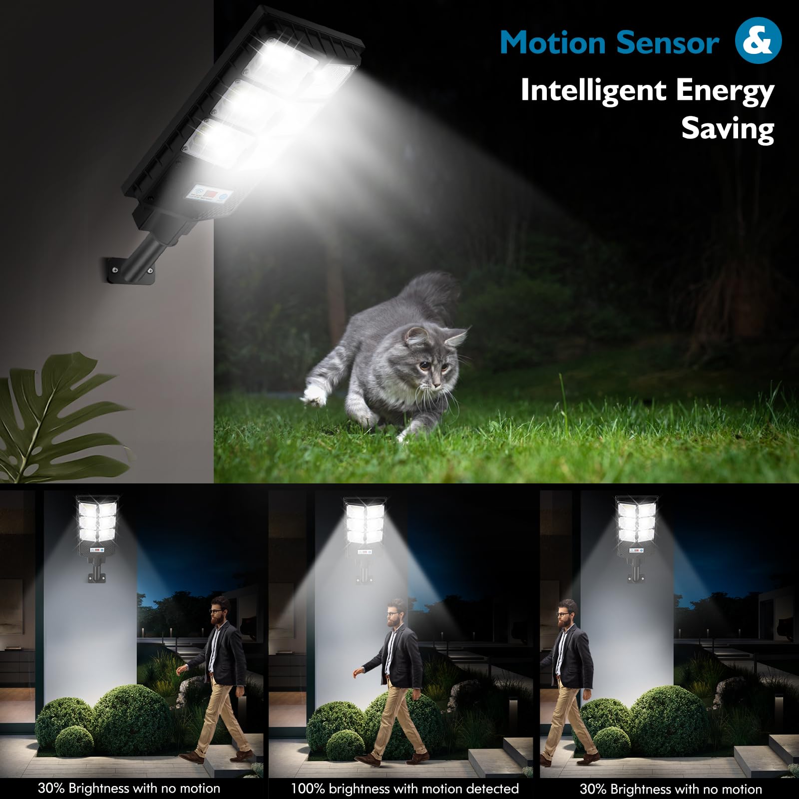 Vuaa 4 Pack Solar Street Lights - Outdoor Waterproof, 6500K 10000Lm Led Solar Lights For Outside Dusk To Dawn, Flood Lighting Wi