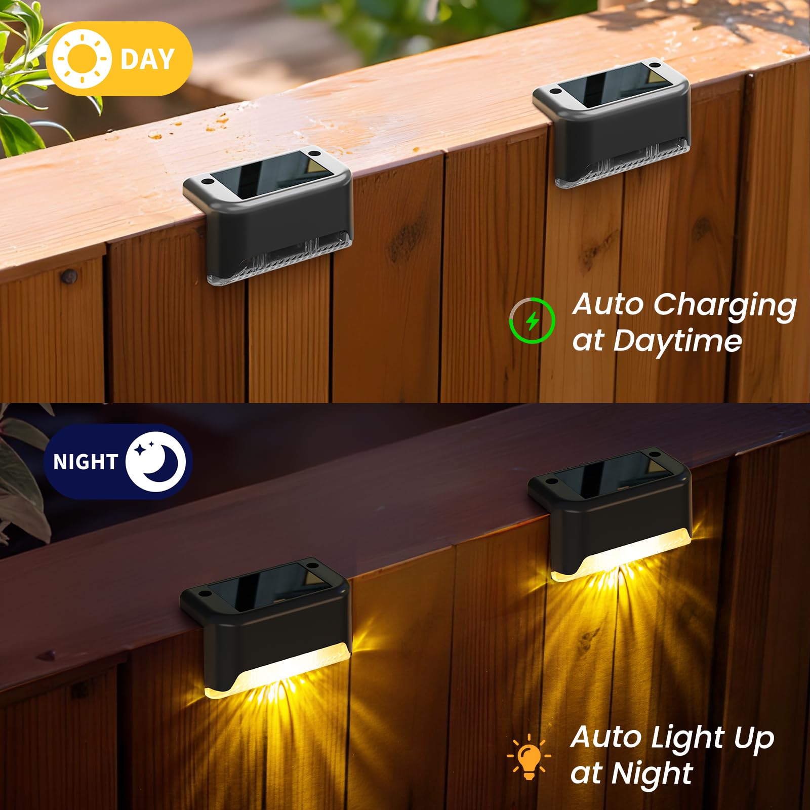 Aponuo Solar Deck Lights 16 Pack, Solar Lights Outdoor Waterproof Led Solar Step Lights For Outside Stairs,Fence,Backyard,Patio(