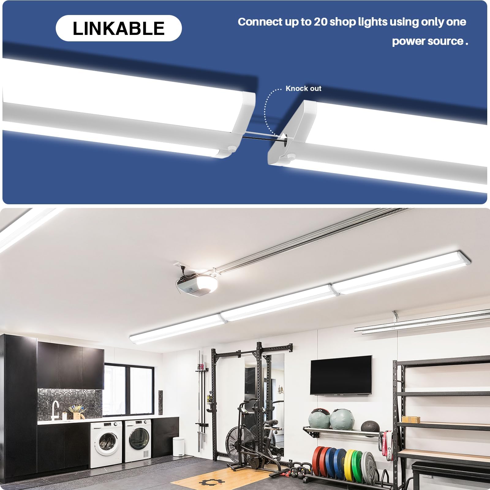 Antlux Ultra Slim 4Ft Led Wraparound Light, 50W 4 Foot Shop Lights For Garage, No Glare, 5600Lm, 5000K, Compact Flush Mount Ceil