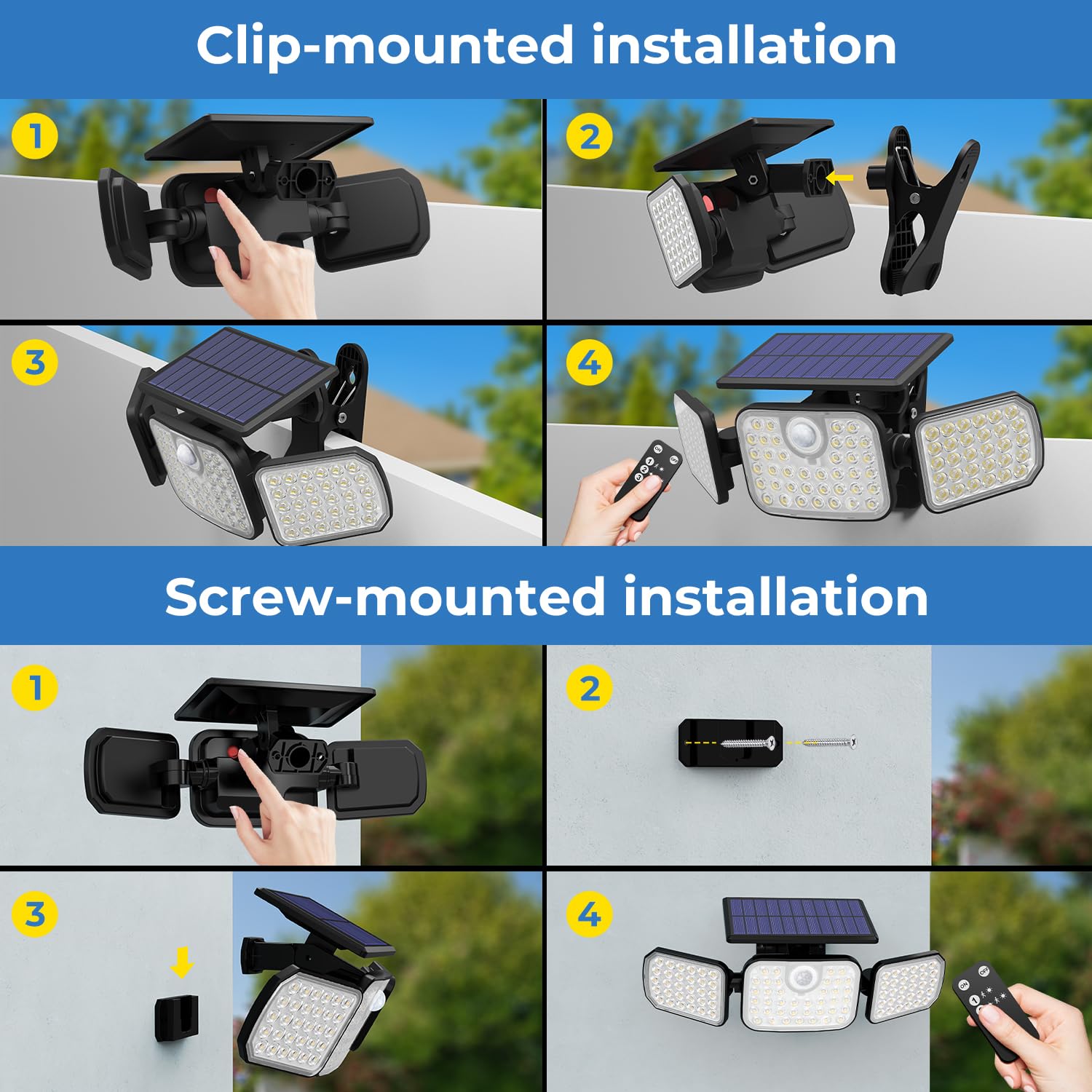 Peasur Solar Motion Lights Outdoor with Remote Control, IP65 Waterproof, 1 Pack, Black