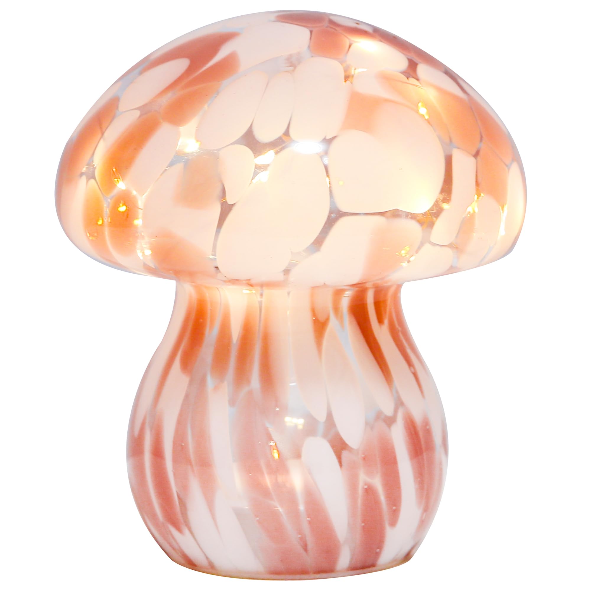 JBGIYOSG Glass Mushroom Table Lamp, 5.9 Cute LED Night Light for Home Decor, Battery Operated (3 AA), Modern Ambient Light for L
