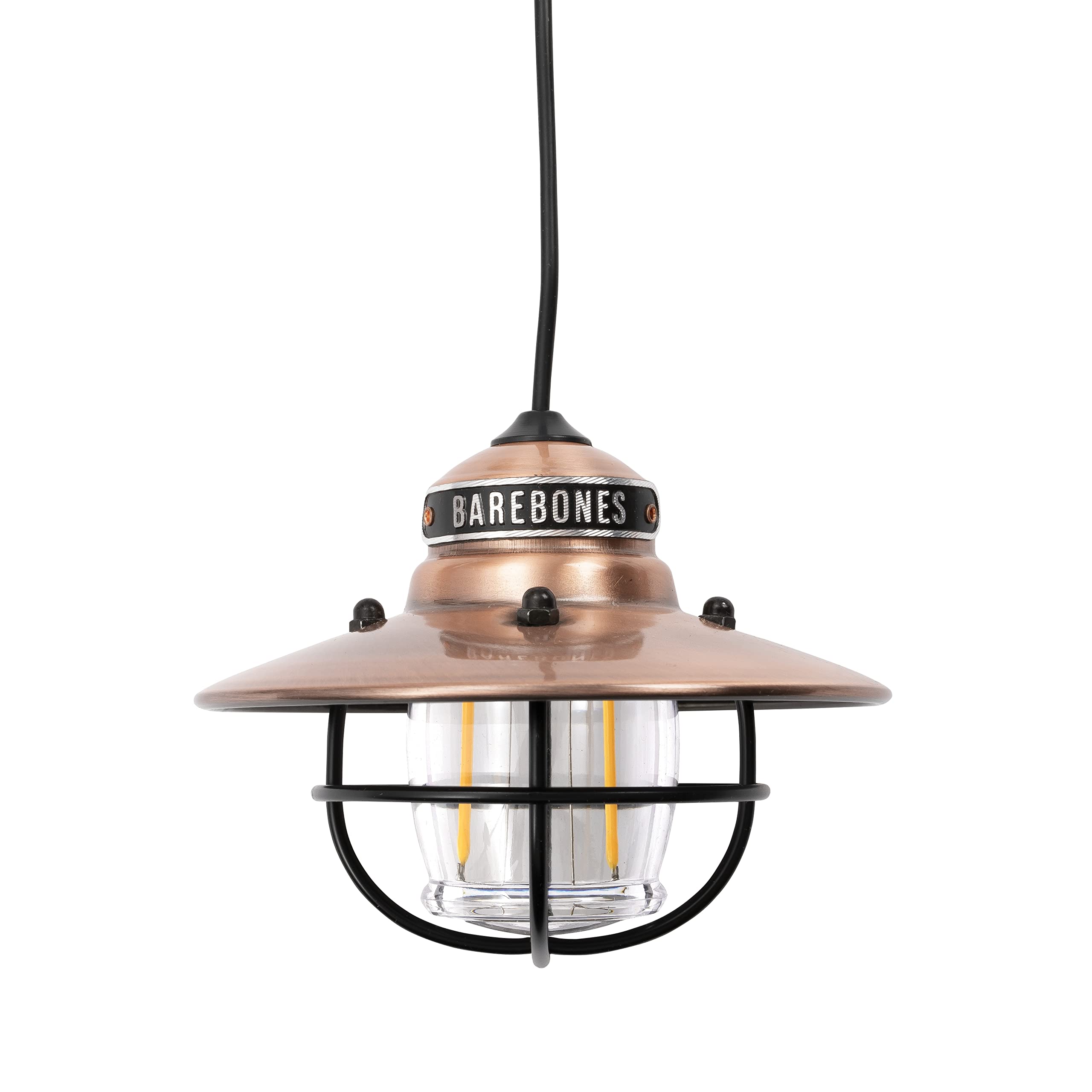 Barebones Edison Pendant String Lights - Copper - 3 LED Bulbs - 10-Foot Cord - Energy-Efficient for Outdoor/Indoor Use