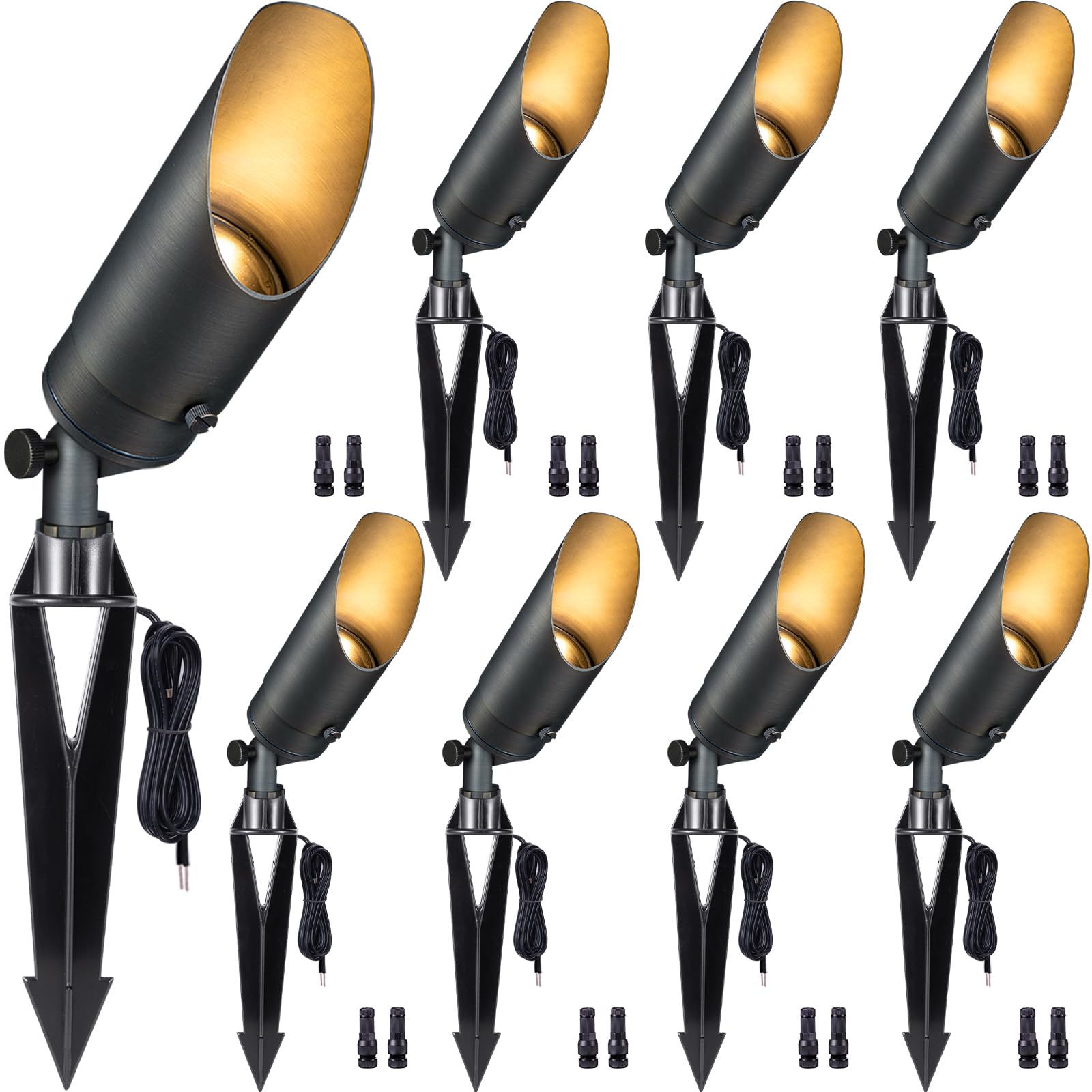 Gardenreet Brass Spot Light Low Voltage - Outdoor Landscape Spotlights, 12V Landscaping LED Uplights, Hard-Wired All Weather Bro