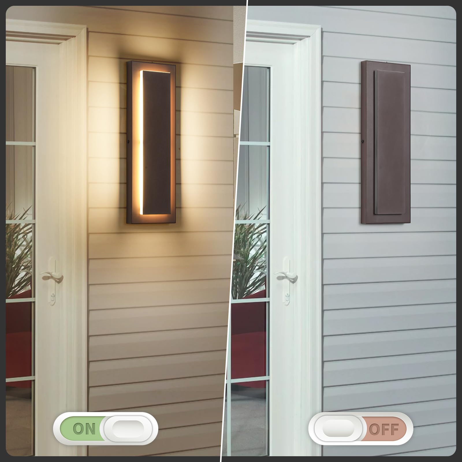 ZSMAIKU 15.7'' Outdoor Wall Light, Brown Iron Sconce, Modern Design, 12W LED, 2 PCS
