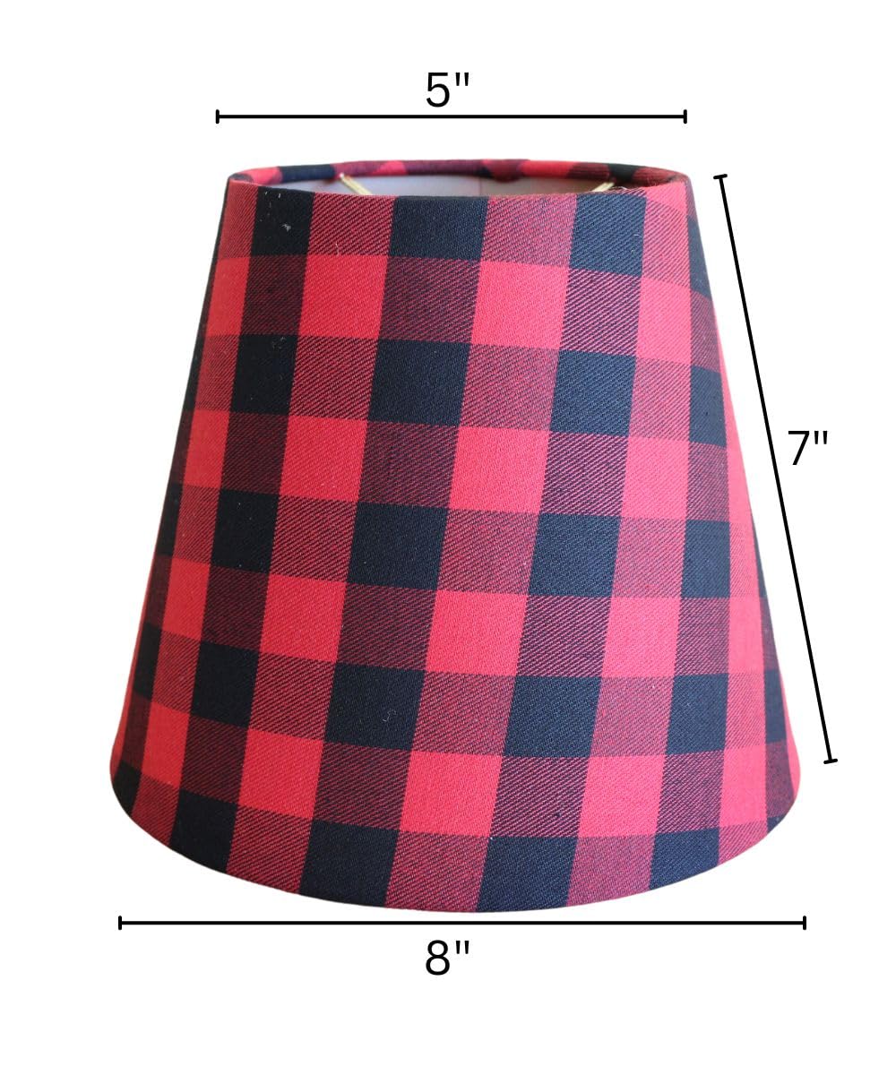 5''X8''X7Heartland Hardback Empire Edson Clip On Lampshade, Lumberjack Buffalo Flannel Fabric