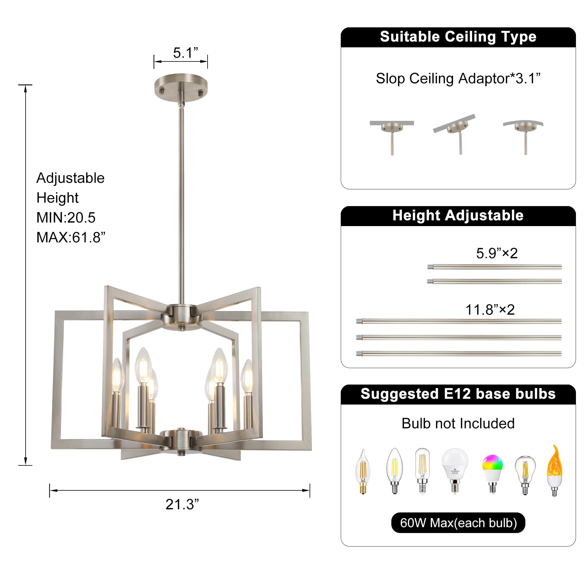 Sigaitwei 6-Light Modern Metal Geometric Chandelier