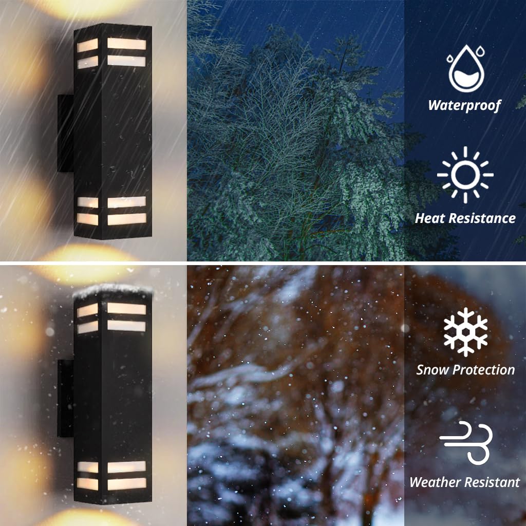 Shimr Outdoor Lights For House With Dusk To Dawn Photocell Sensor, Exterior Light Fixture Wall Mount Etl Listed, Waterproof Outdoor Wall Sconce For Patio Porch Garage, 2 Pack