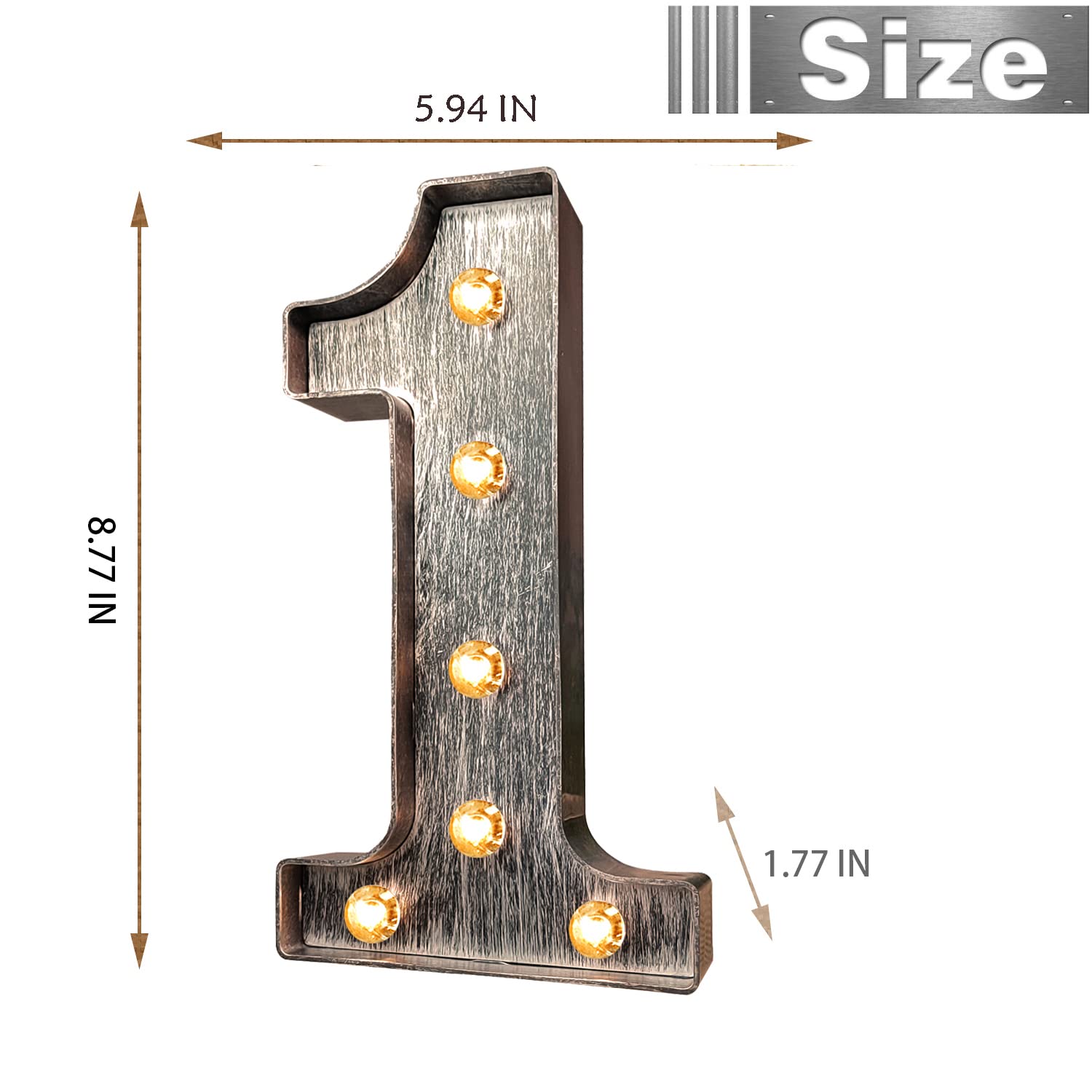 Brushed silver gray LED Number Lights Light Up Number Sign for Night Light Wedding/Birthday Party Battery Powered Christmas Lamp