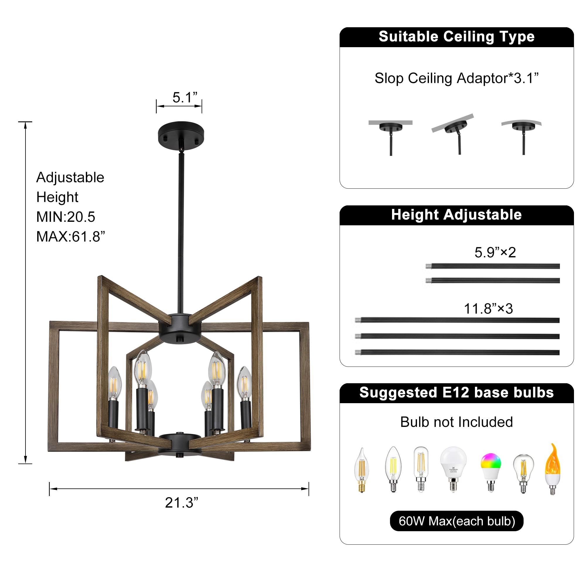 6-Light Kitchen Island Pendant Lights