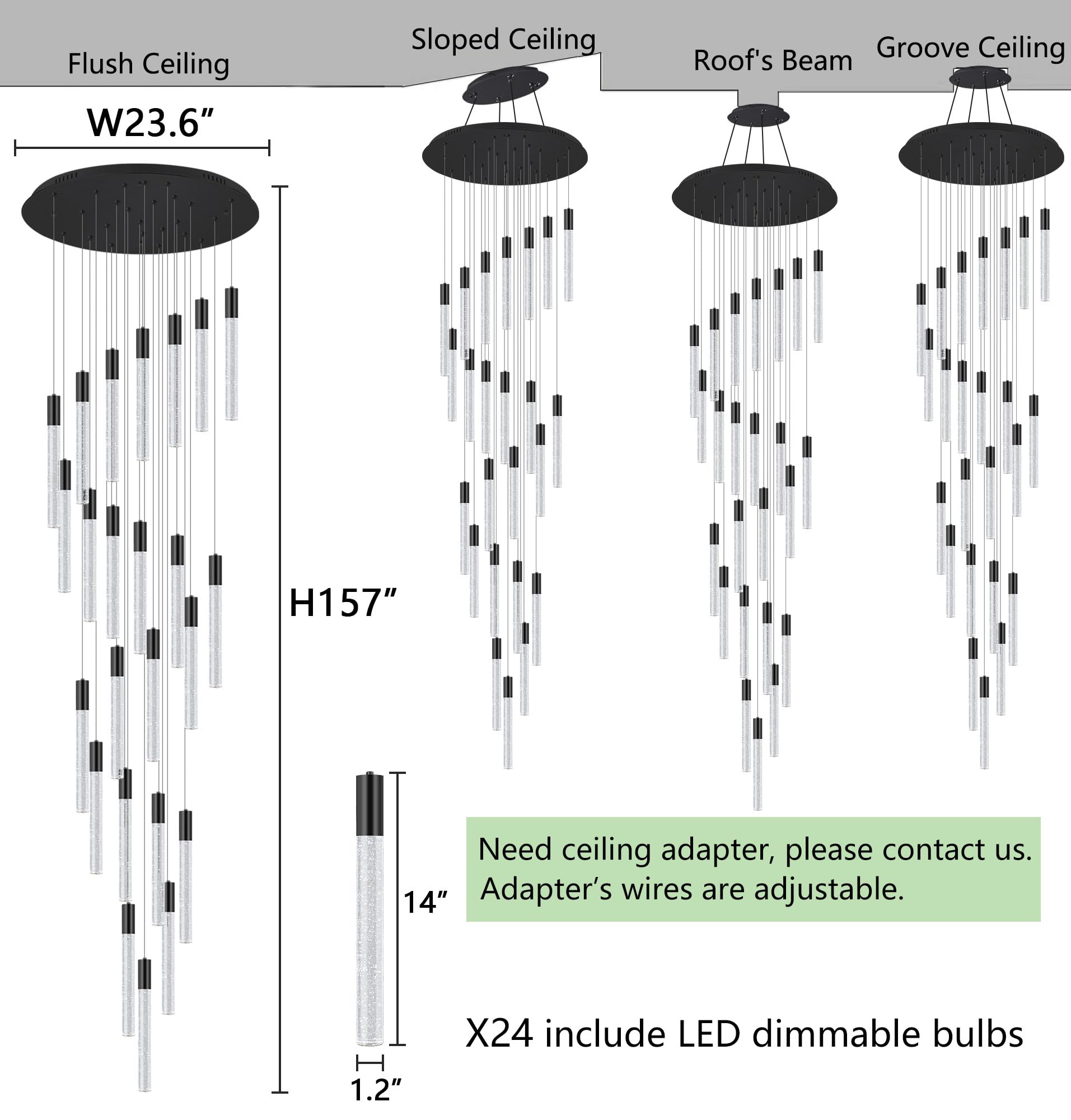 Haixiang 13 Foot High Ceiling Chandelier For Entryway Modern Crystal Lights For Living Room Foyer Flush Mount Sloping Ceiling Pe