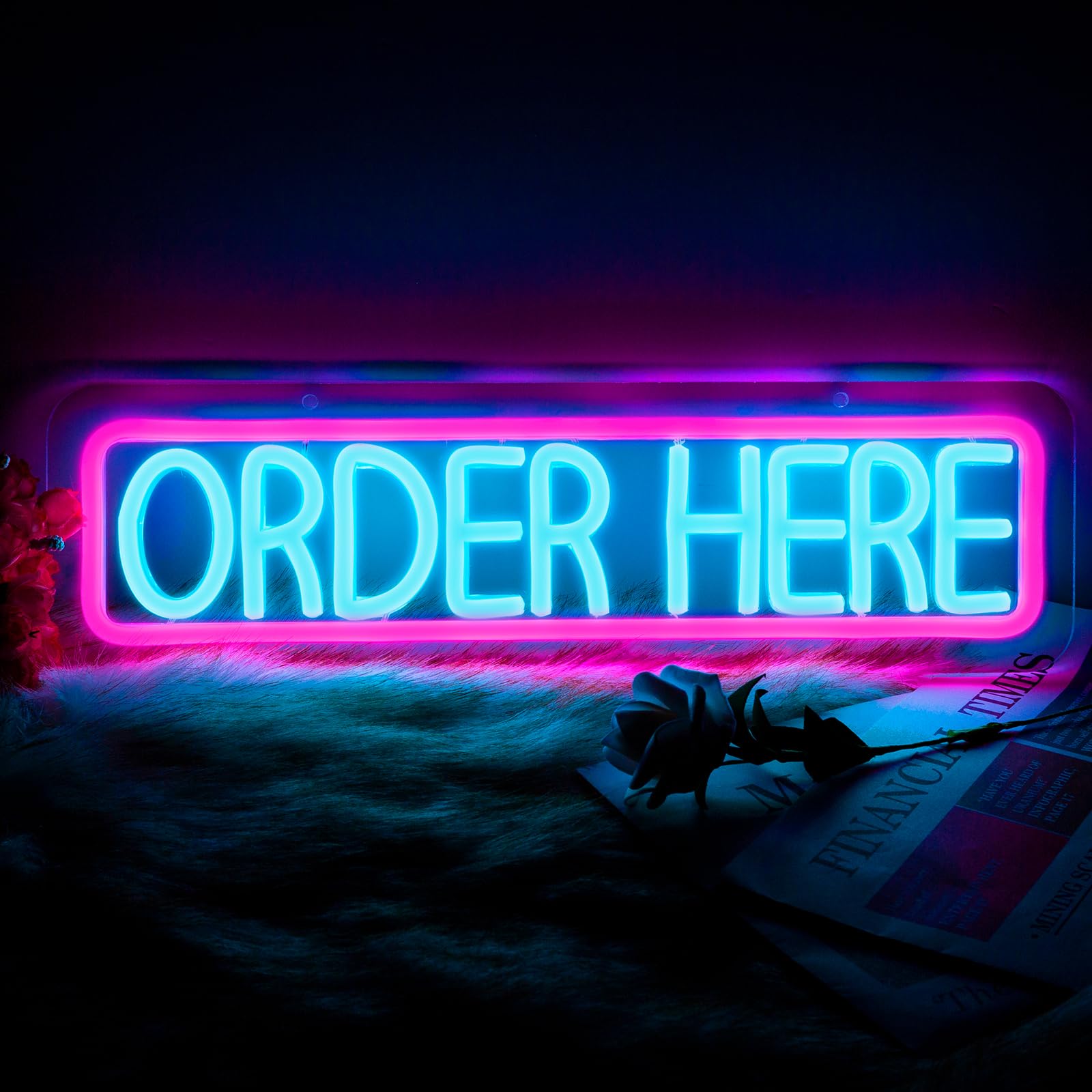 Moodlion Neon Sign for Wall Decor - Order Here LED Light, 15.8x4.8 IN, Acrylonitrile Butadiene Styrene, Model JMNH00037-ORDER,