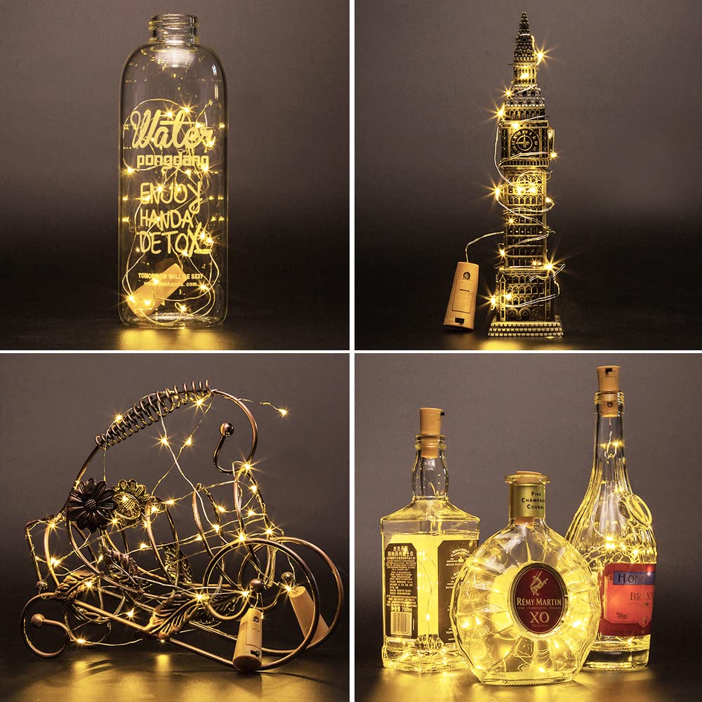 SmilingTown Wine Bottle Cork Lights, 15-Pack, 10 LED, 40 Inches, Copper Wire, Warm White, Model BCL-ww, Fairy Mini String Lights