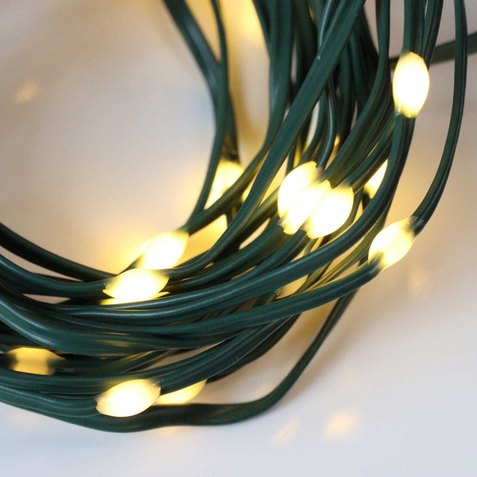 QBIS Warm White LED Fairy Lights, 30 Battery Operated Indoor/Outdoor String Lights, Waterproof, Green Wire, Model M30STR-BAT-WW-GR-MF