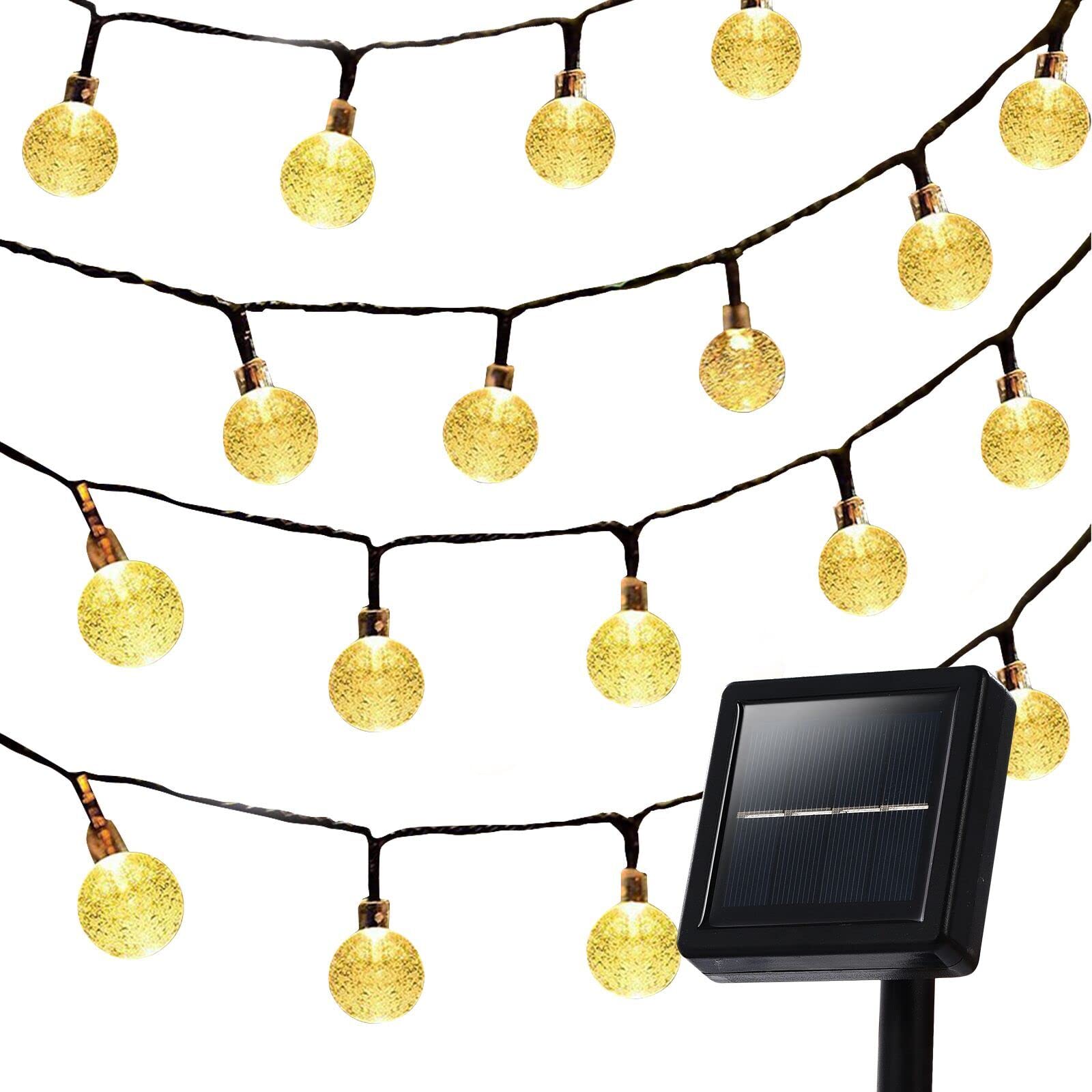 Globe String Lights, CMYK 20 Ft 30 Crystal Balls Waterproof LED Fairy Lights, Outdoor Starry Lights Solar Powered String Lights,