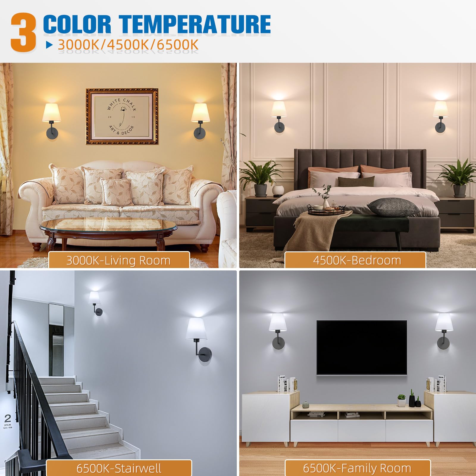 NIORSUN Wall Sconce Set of 2, 13.8" Battery Operated Black Lights with Dimmable Bulbs & Remote, Model SW022, 9 Color Options
