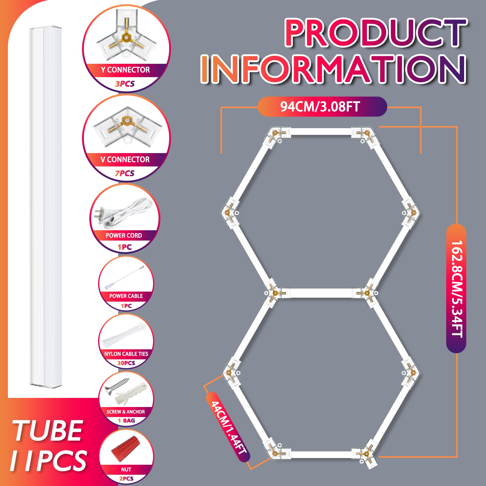 Brillihood Hexagon Garage Lights, Led Honeycomb Garage Lights, 456W, 54720Lm, 6500K Super Bright, 14 Grid Systems Car Detailing