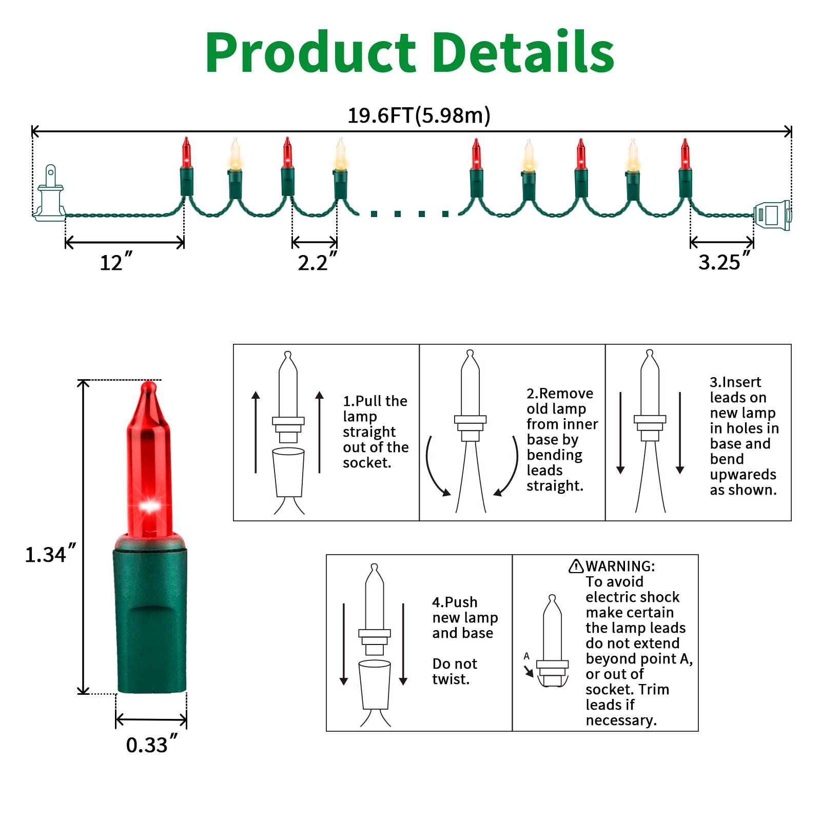 Lamphome Super-Bright Extendable Red Christmas Lights Decoration 100Lights 19.6Ft Ul Certified Mini Bulb String Lights For Outdoor Christmas Tree Garden Party Patio Wedding Garland Decor(Red+Clear)