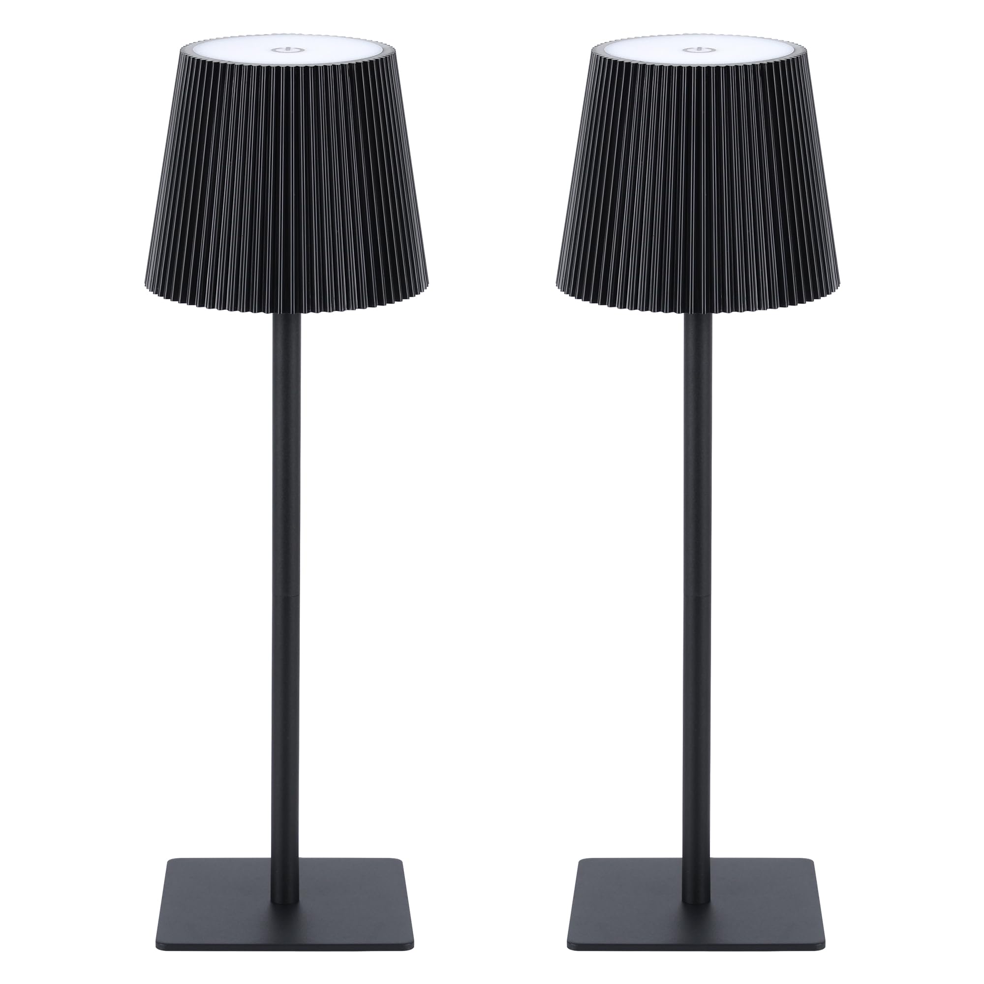 LUTEC Cordless Table Lamp, 6000mAh Rechargeable, Waterproof, Touch Control, 14.57inch, Black, Model 850330-2pcs