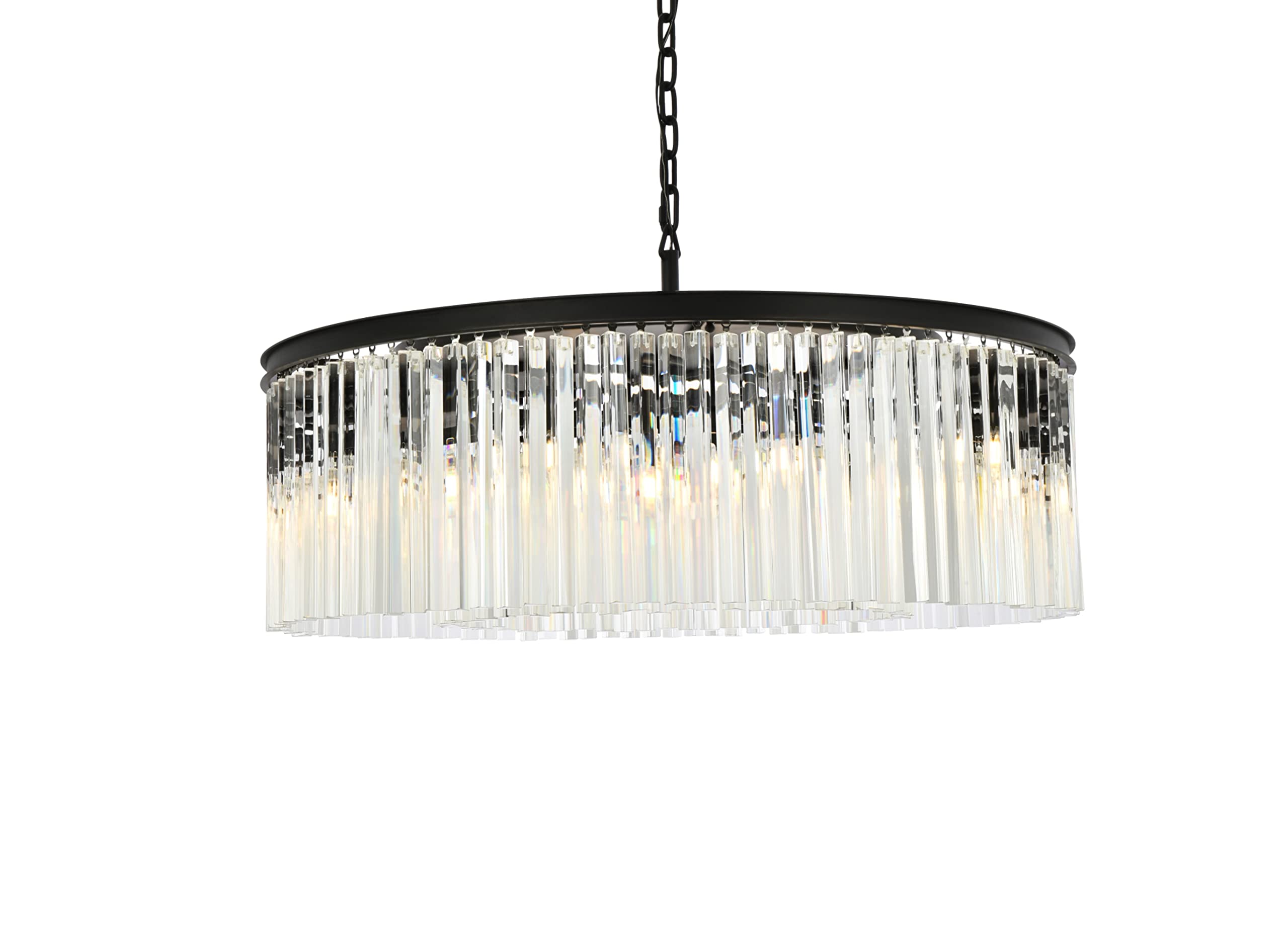 Elegant Lighting Sydney Collection 1208G43MB/RC 10-Light Pendant Lamp with Royal Cut Crystals, Mocha Brown Finish