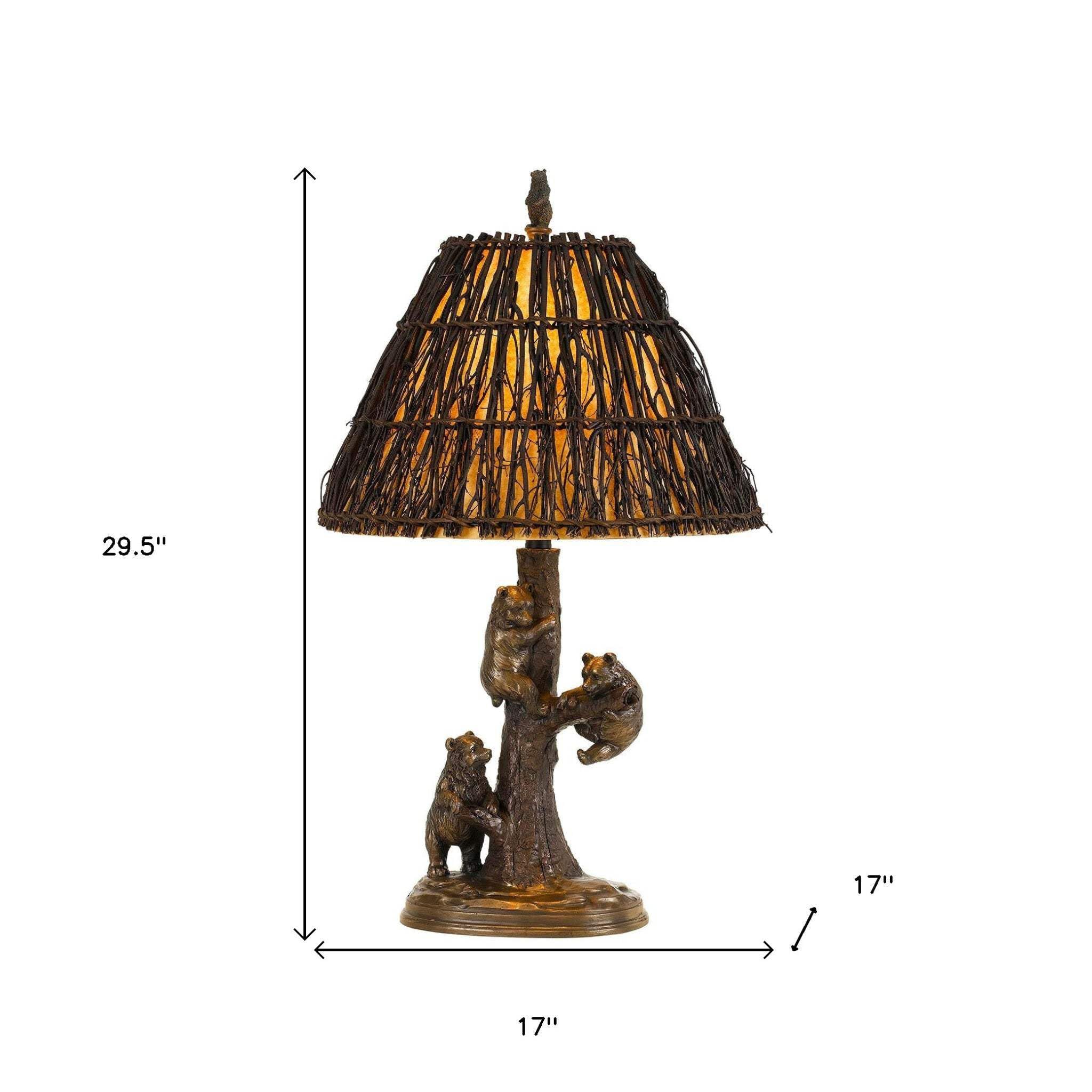 Homeroots Bronze Table Lamp With Brown Empire Shade, 29.5 X 17 X 17 In., Model 524659