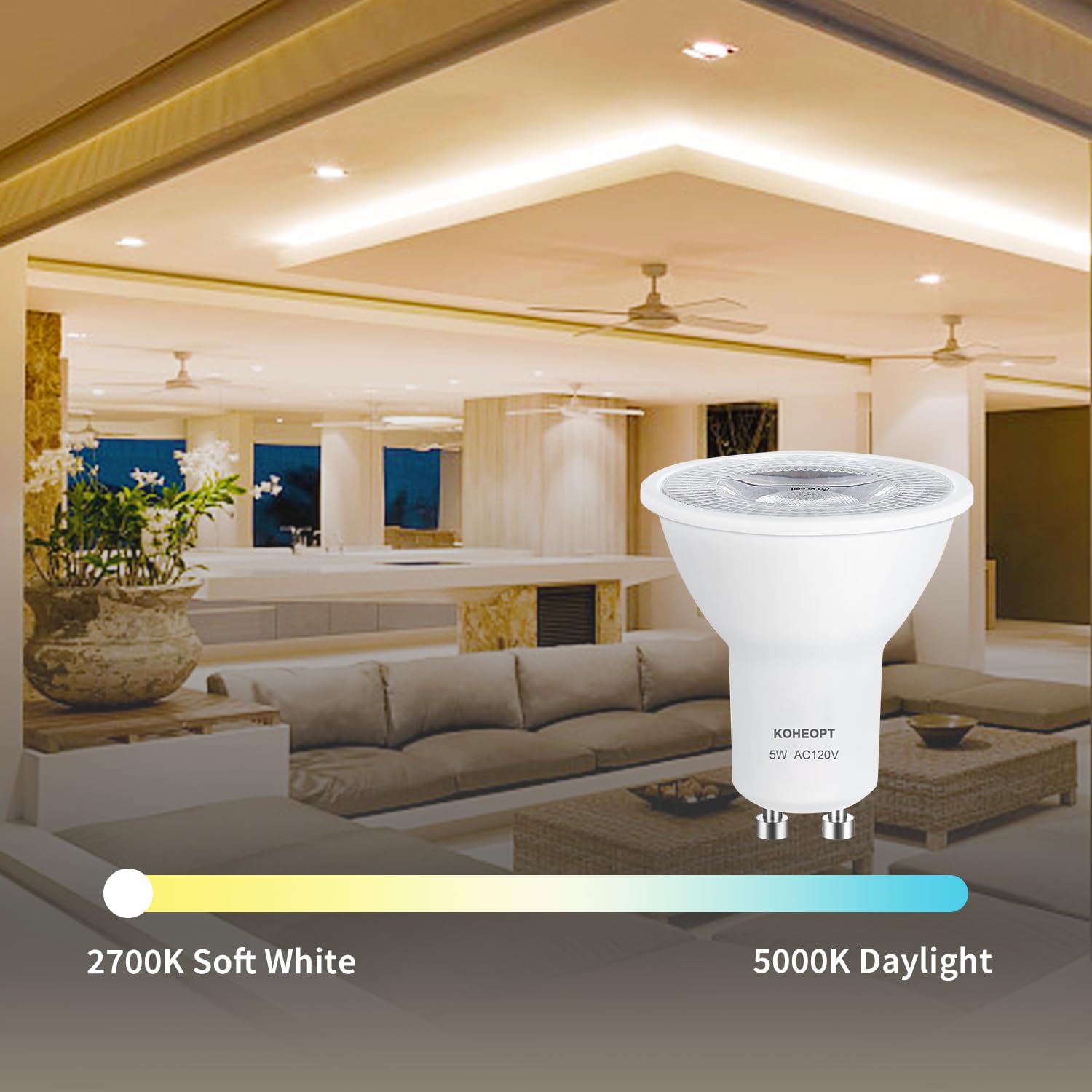 Koheopt Gu10 Led Bulbs 5W Dimmable 50W Equivalent 500Lm 2700K Soft White Bulb Gu10 Base For Track Lighting  Kitchen Range Hood Living Room Bedroom  6 Pack