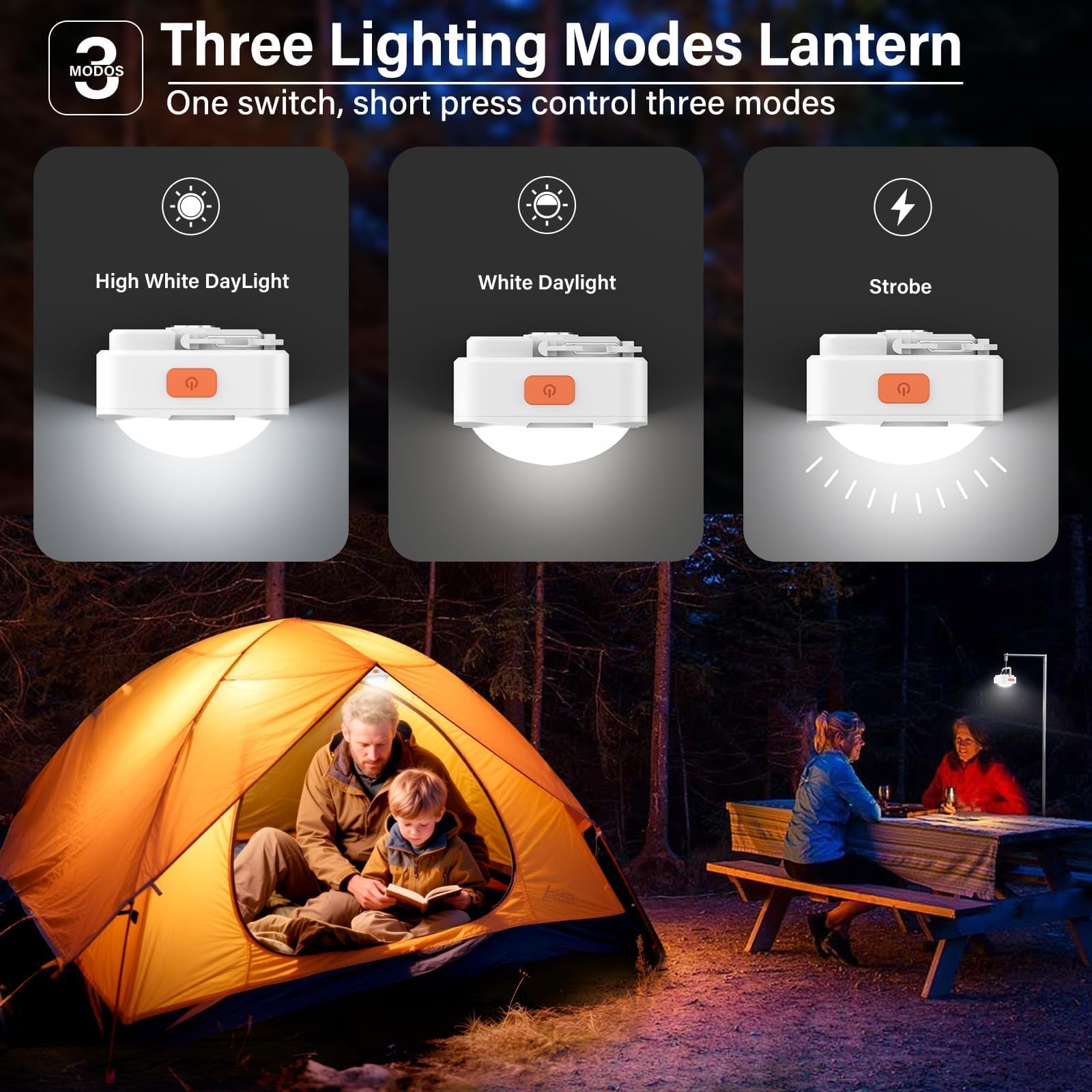 FLY2SKY Rechargeable Camping Lights Portable LED Lantern 4 Pcs White Model HF2503005