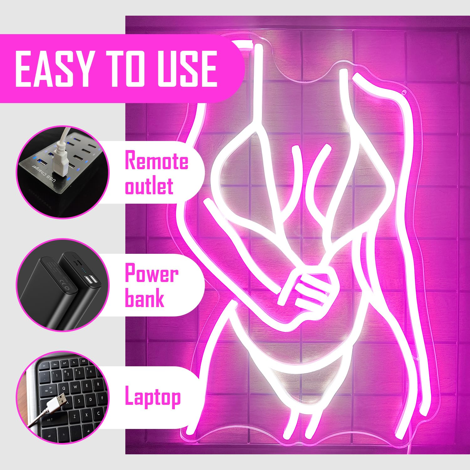 CinsYarn Lady Neon Signs Lady Body Neon Signs for wall decor Dimmable LED Neon Signs for man cave sexy lady neon sign Girl Women