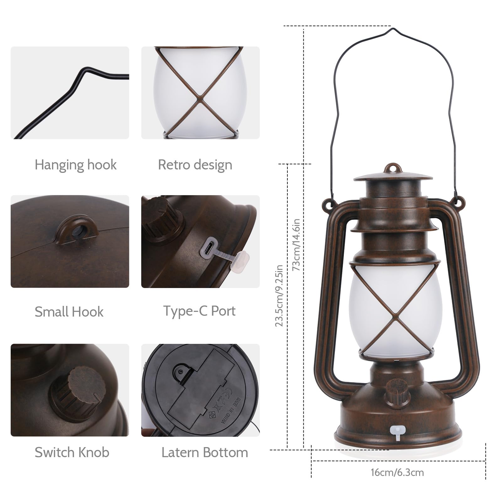 2 Pack Vintage Lantern Flickering Flame Rechargeable Led Retro Camping Lights 4 Modes Remote Control Battery Powered Outdoor Lam