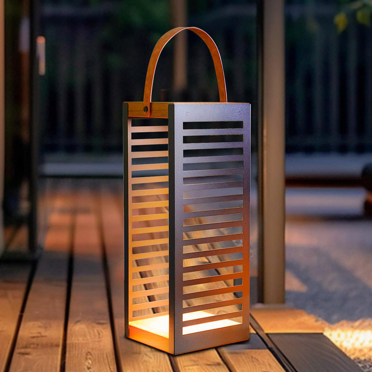 Solar Yard Outdoor Floor Lamp Solar Powered Light, Patio Waterproof Metal Solar Lantern With Handle, Plant Decor For Patio, Yard